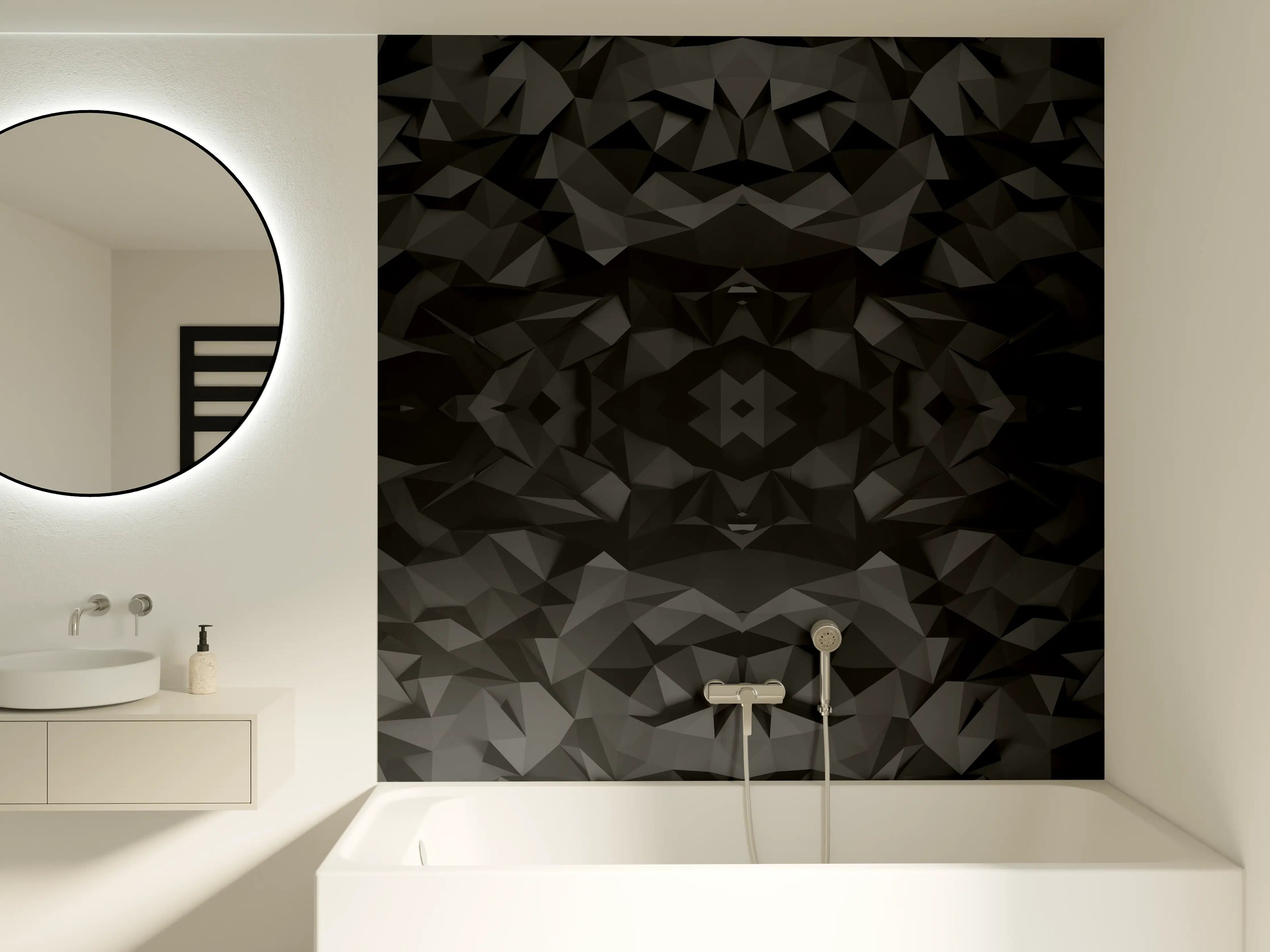 Badewannen-Rückwand - Schwarze geometrische Fassade