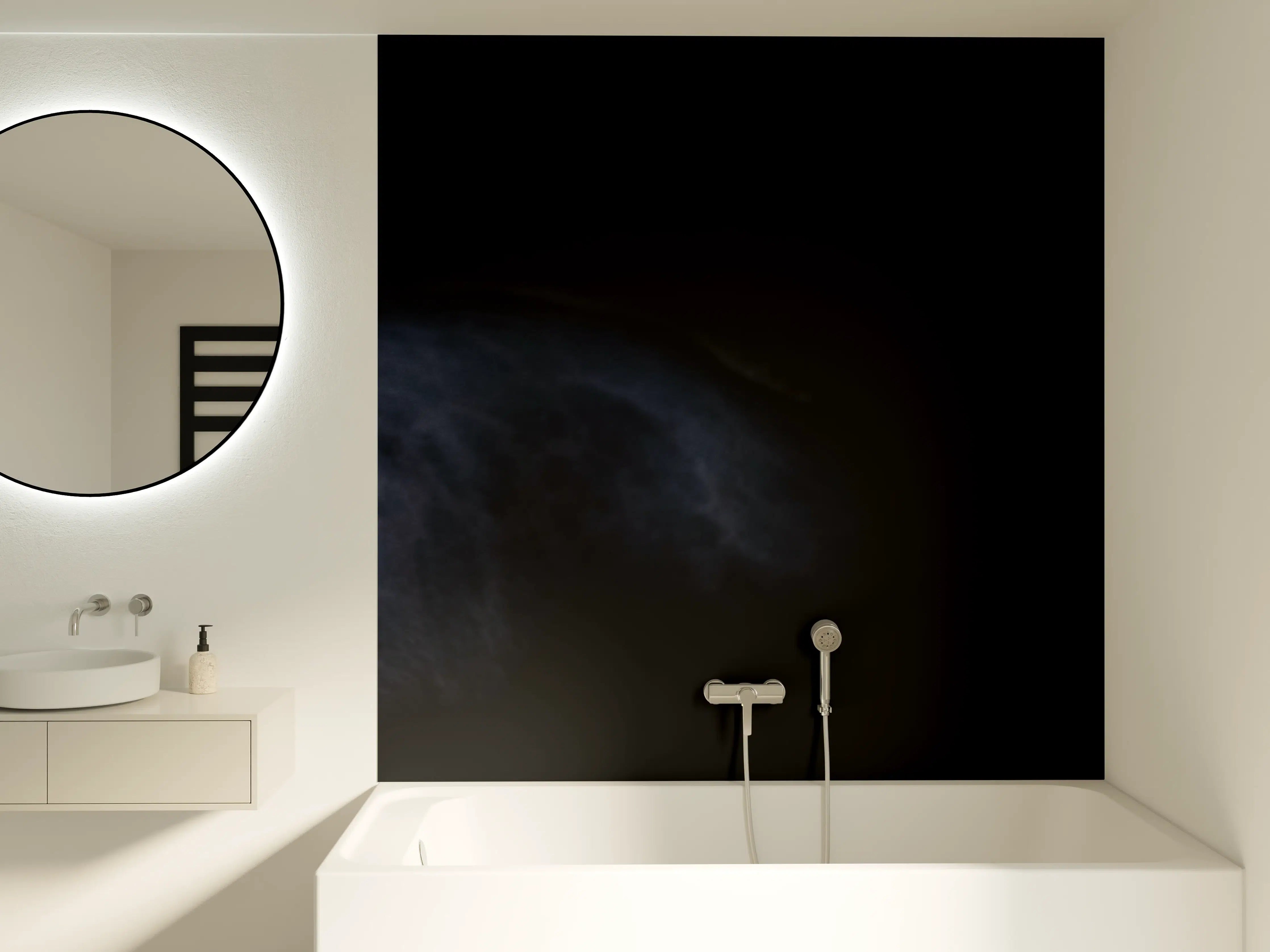 Badewannen-Rückwand - Schwarzen Panther mit schwarzem Hintergrund