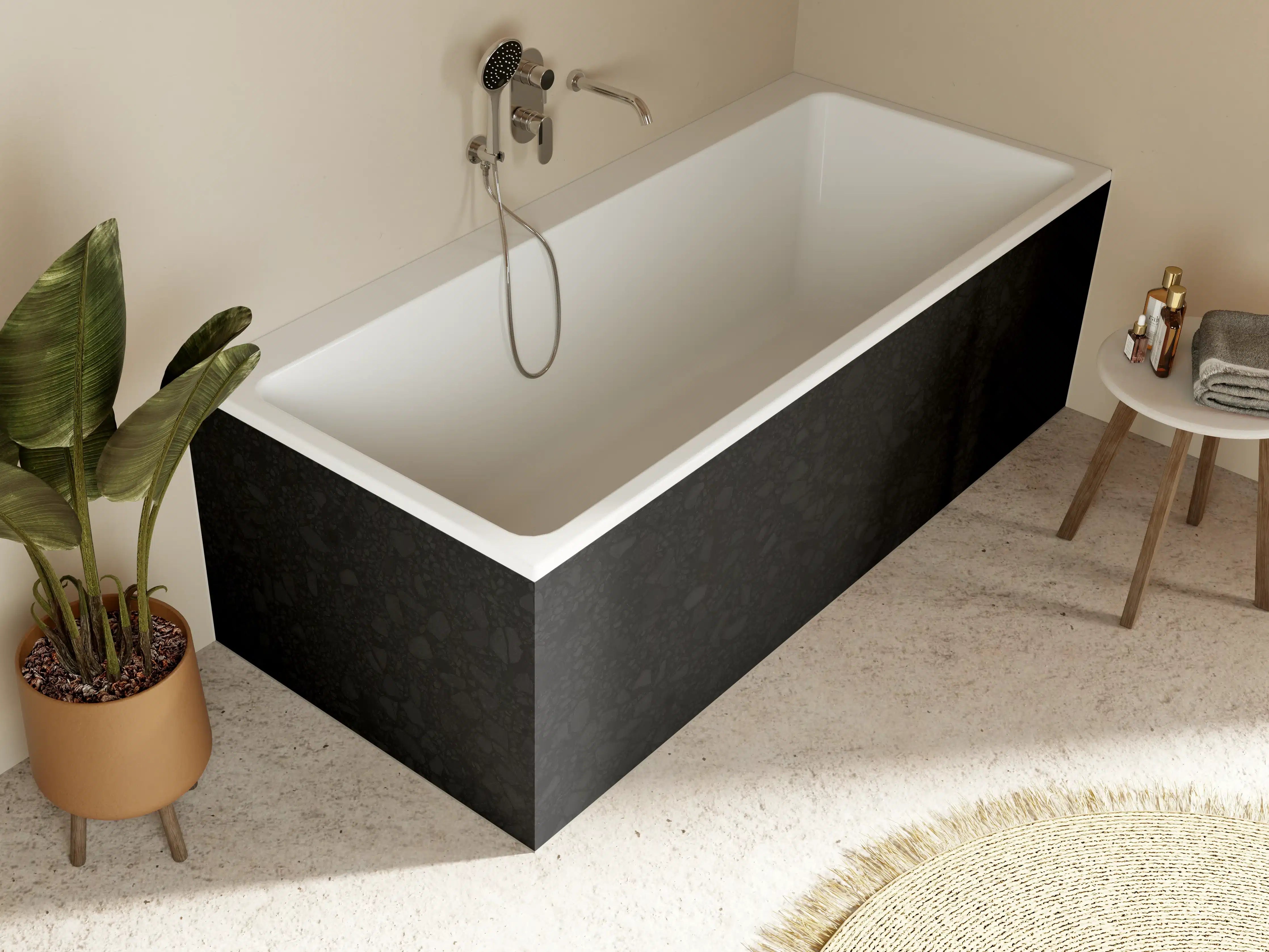 Badewannen-Rückwand - Schwarzer Sandstein