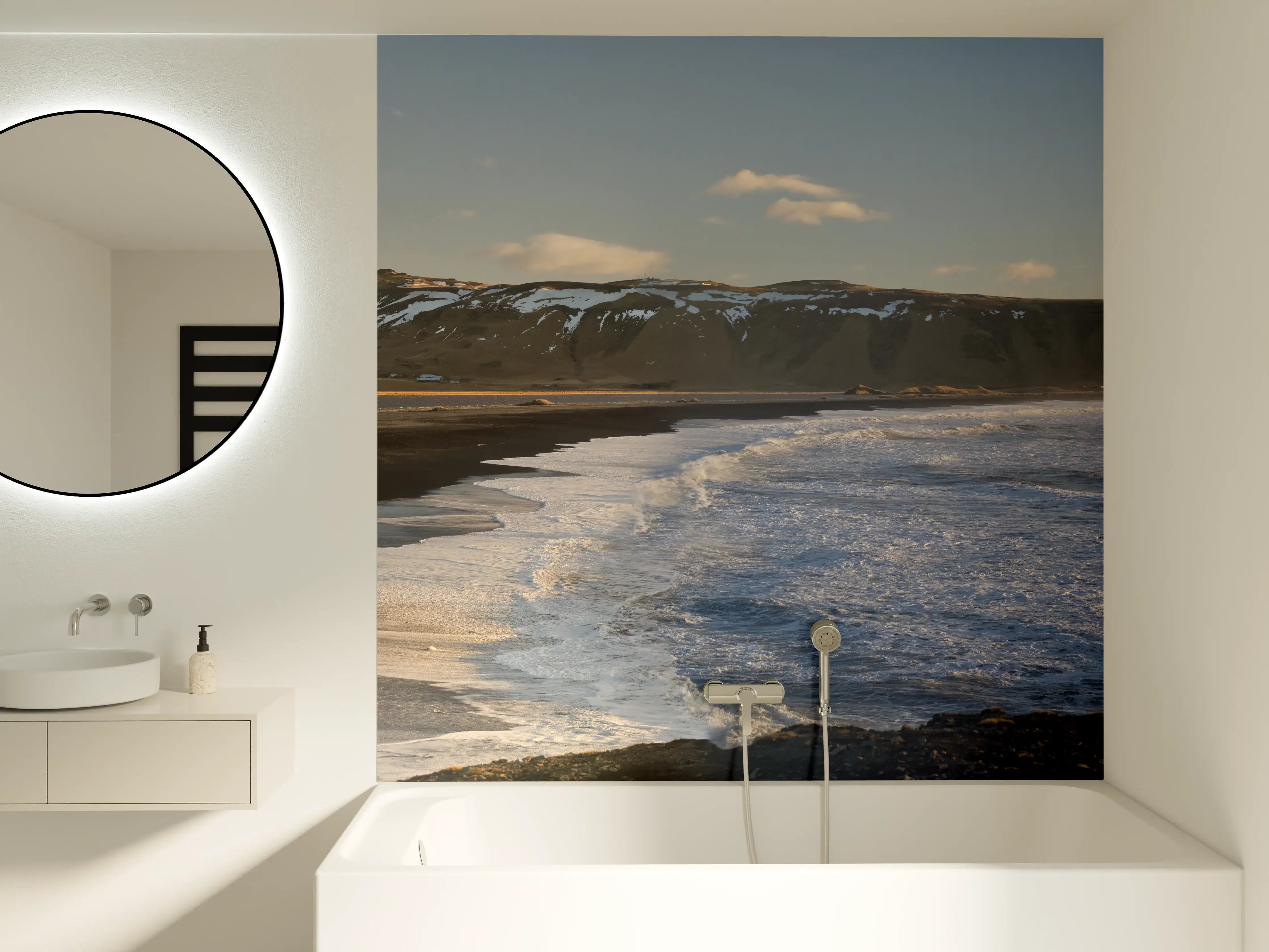 Badewannen-Rückwand - Schwarzer Strand von Dyrholaey