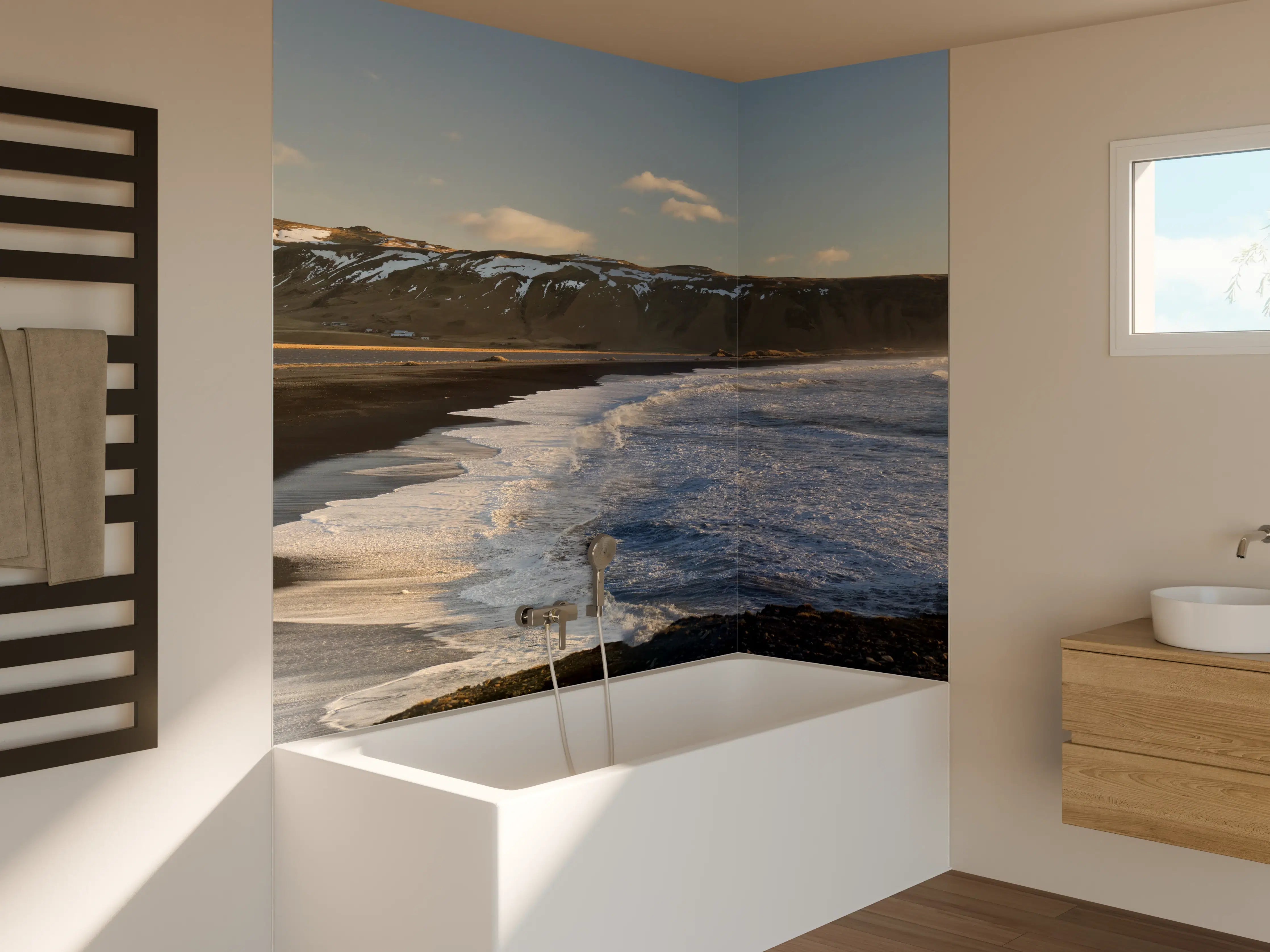 Badewannen-Rückwand - Schwarzer Strand von Dyrholaey