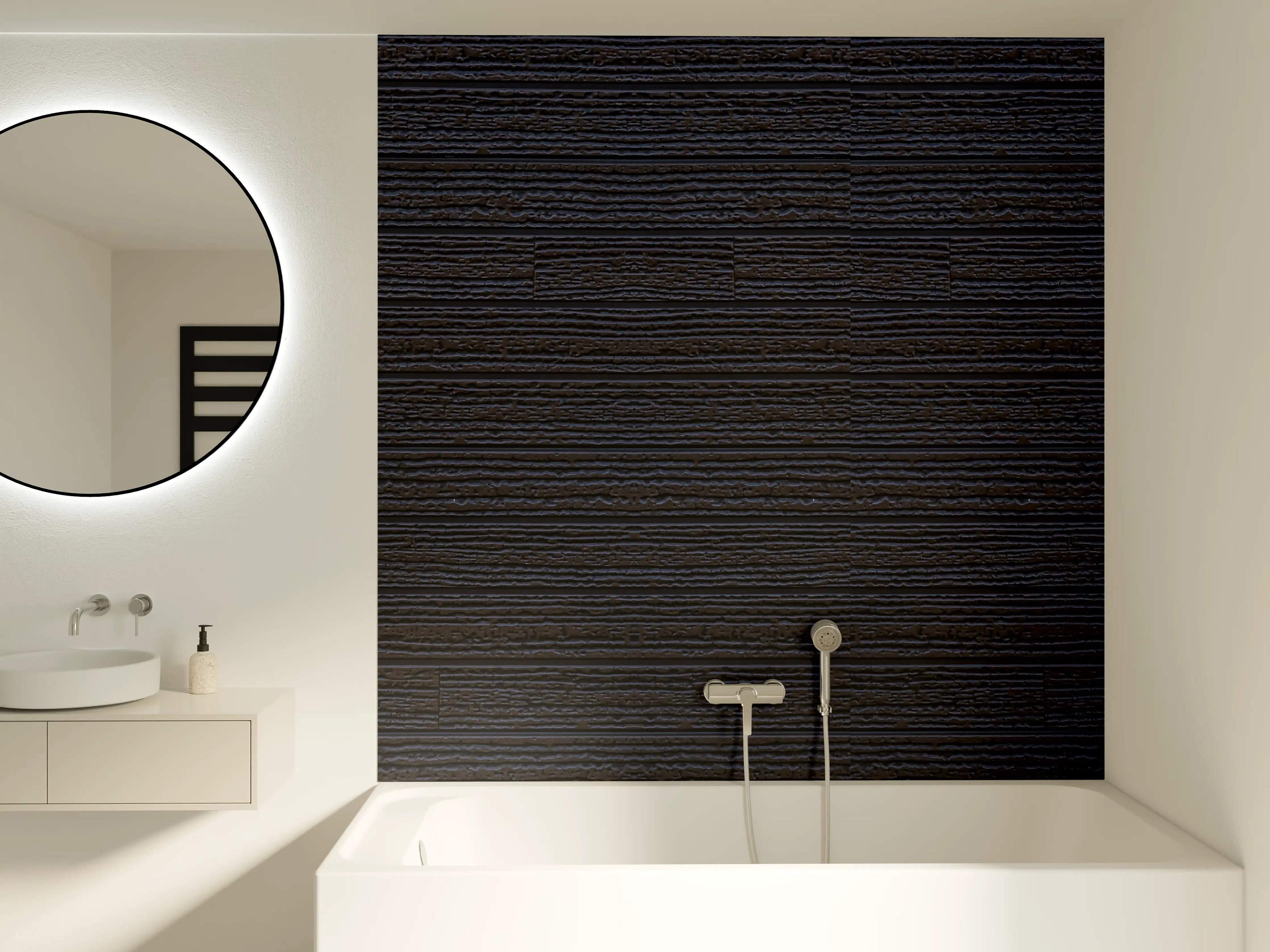 Badewannen-Rückwand - Schwarzes Holz - Vintage