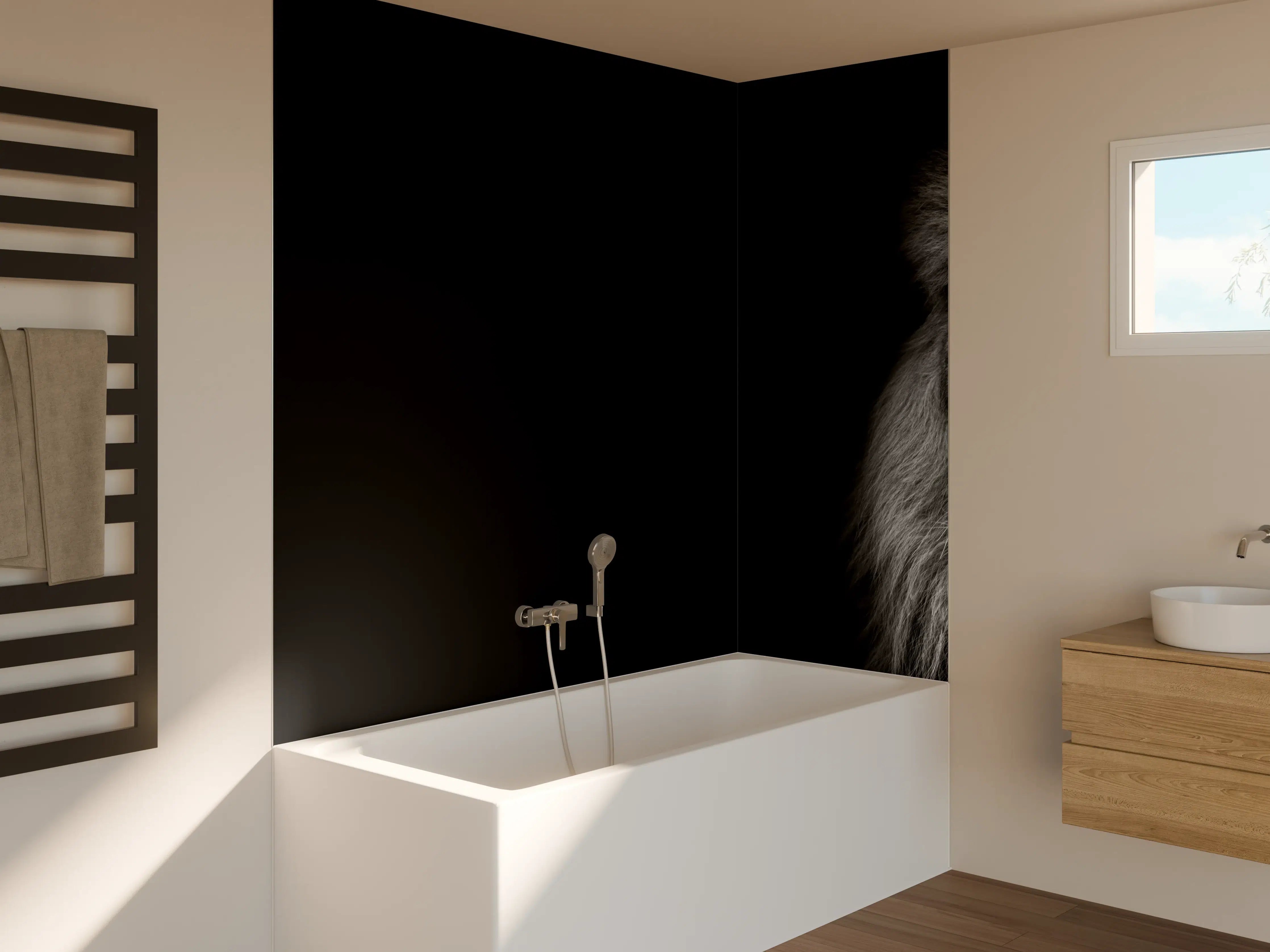 Badewannen-Rückwand - Schwarzweiß Löwenporträt Kontrast