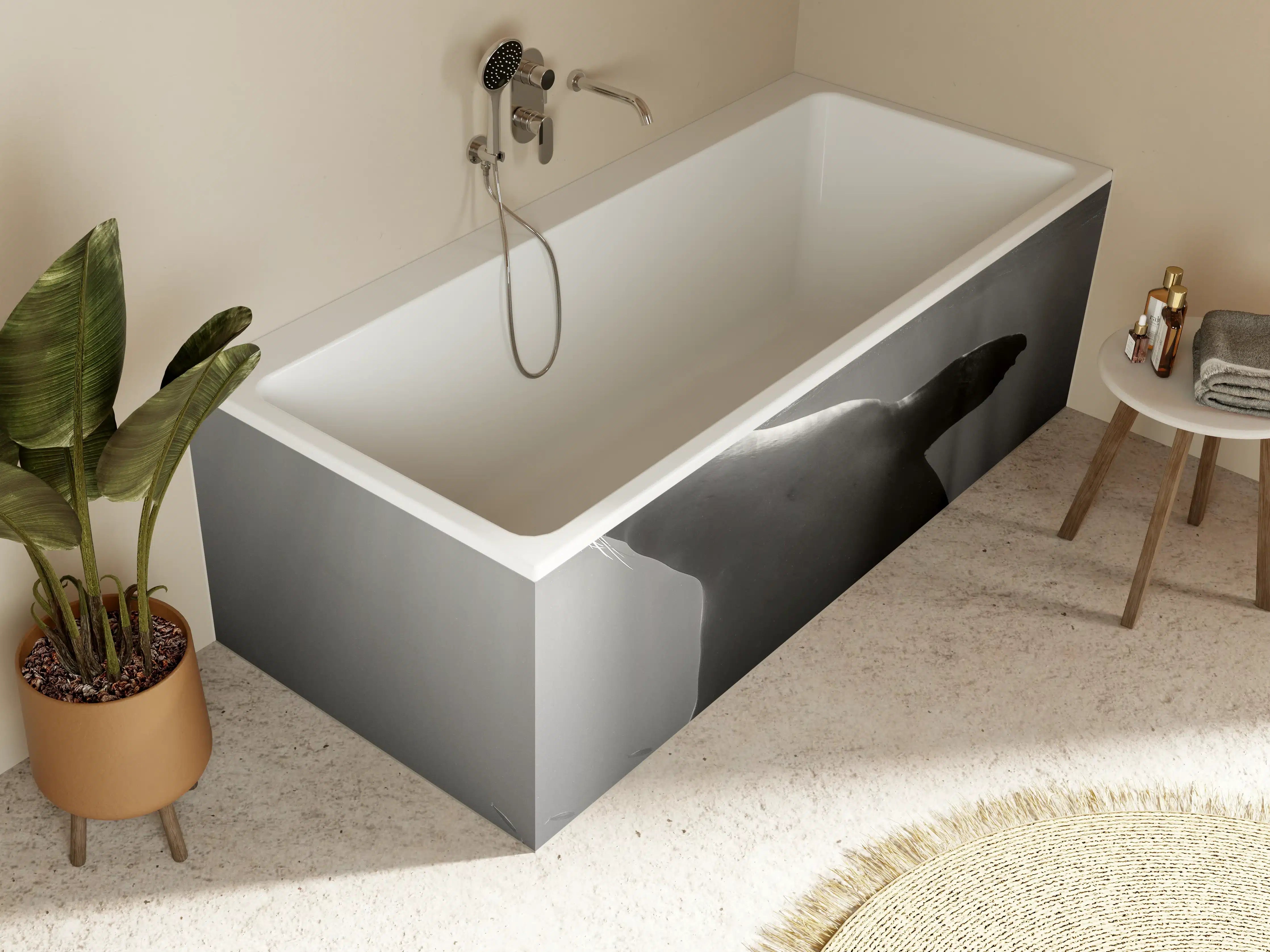 Badewannen-Rückwand - Seelöwe beim Fressen von Sardinen