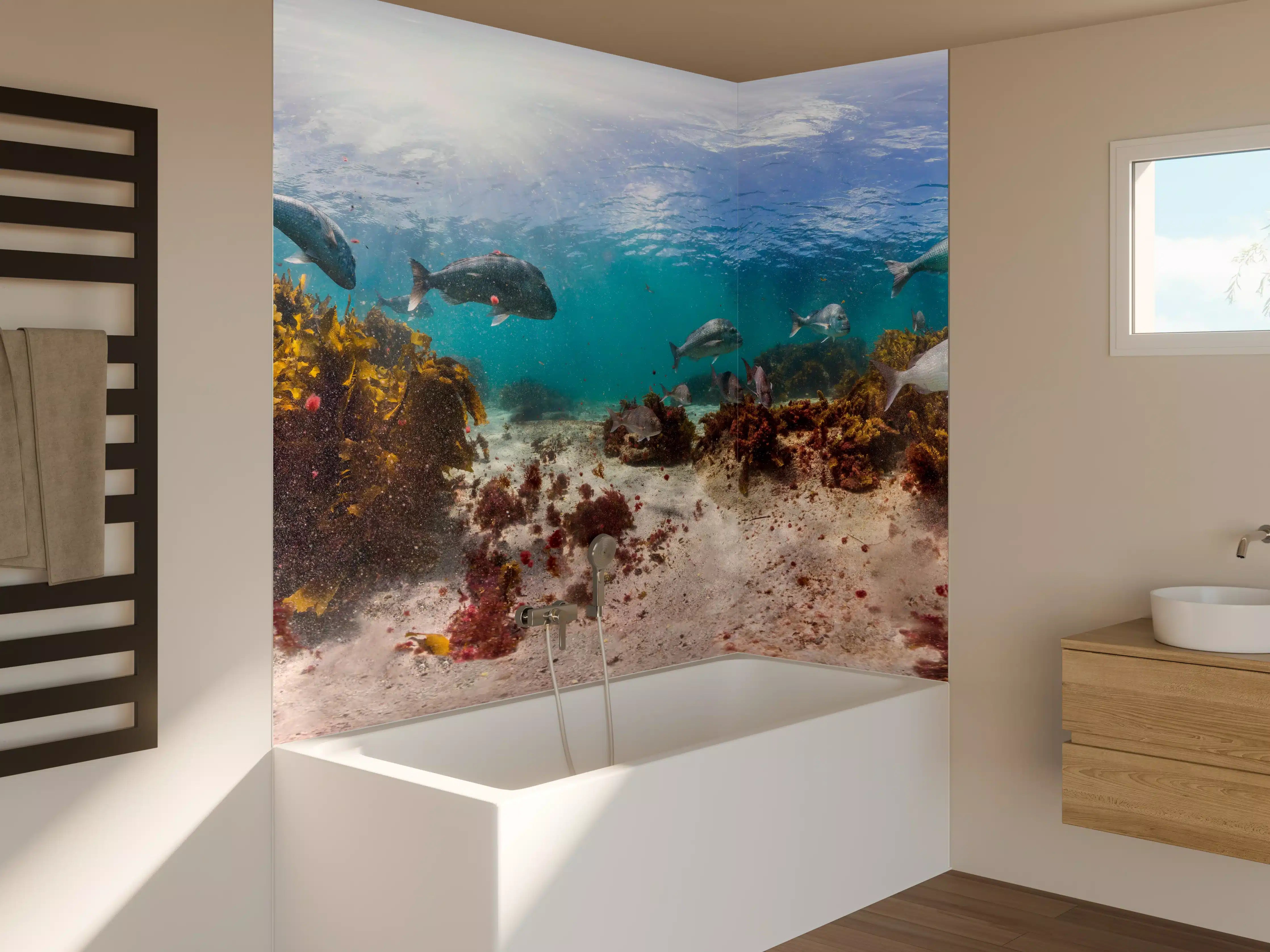 Badewannen-Rückwand - Seetang und Fisch in Neuseeland