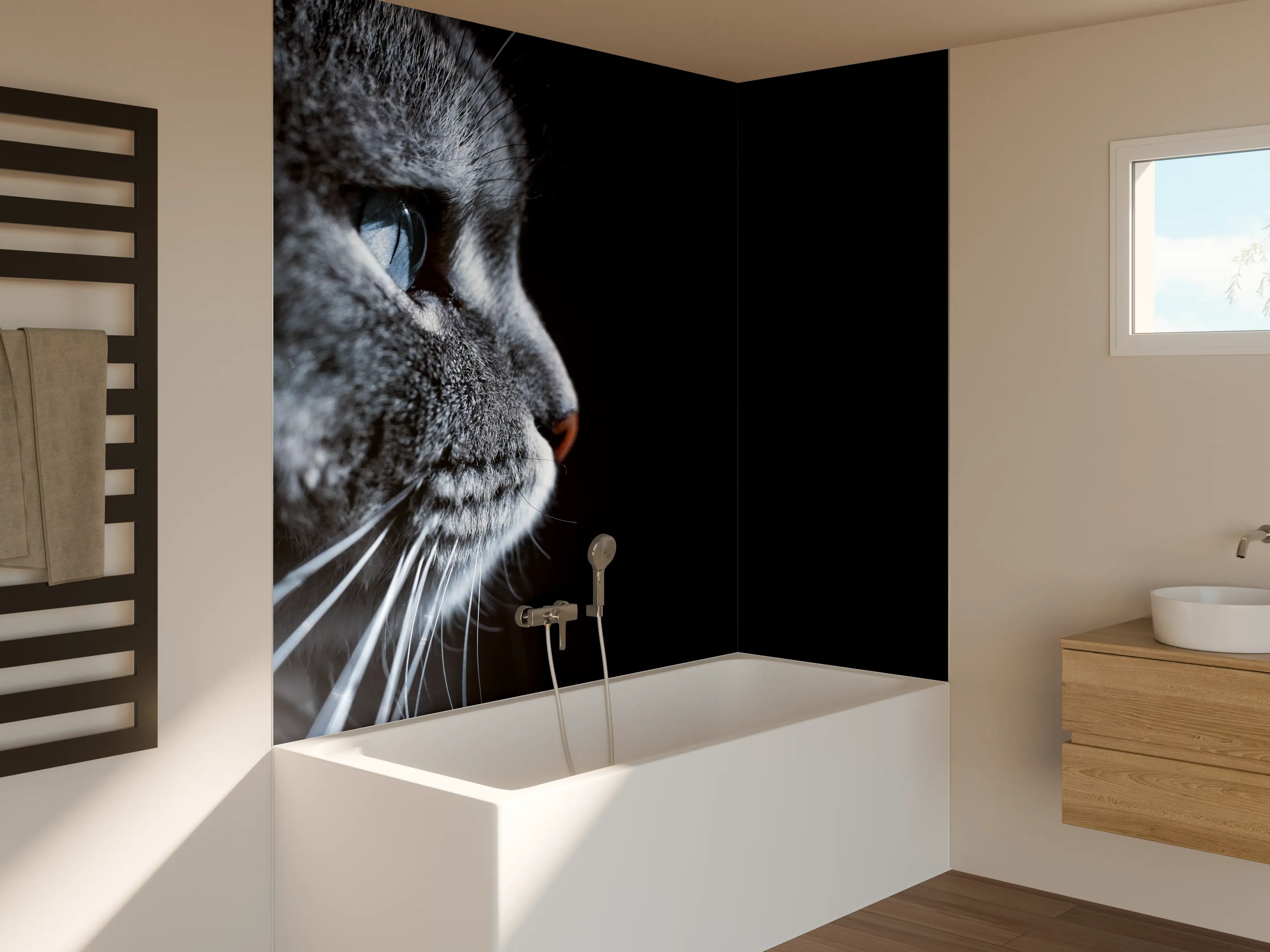 Badewannen-Rückwand - Seitliches Katzen-Portrait