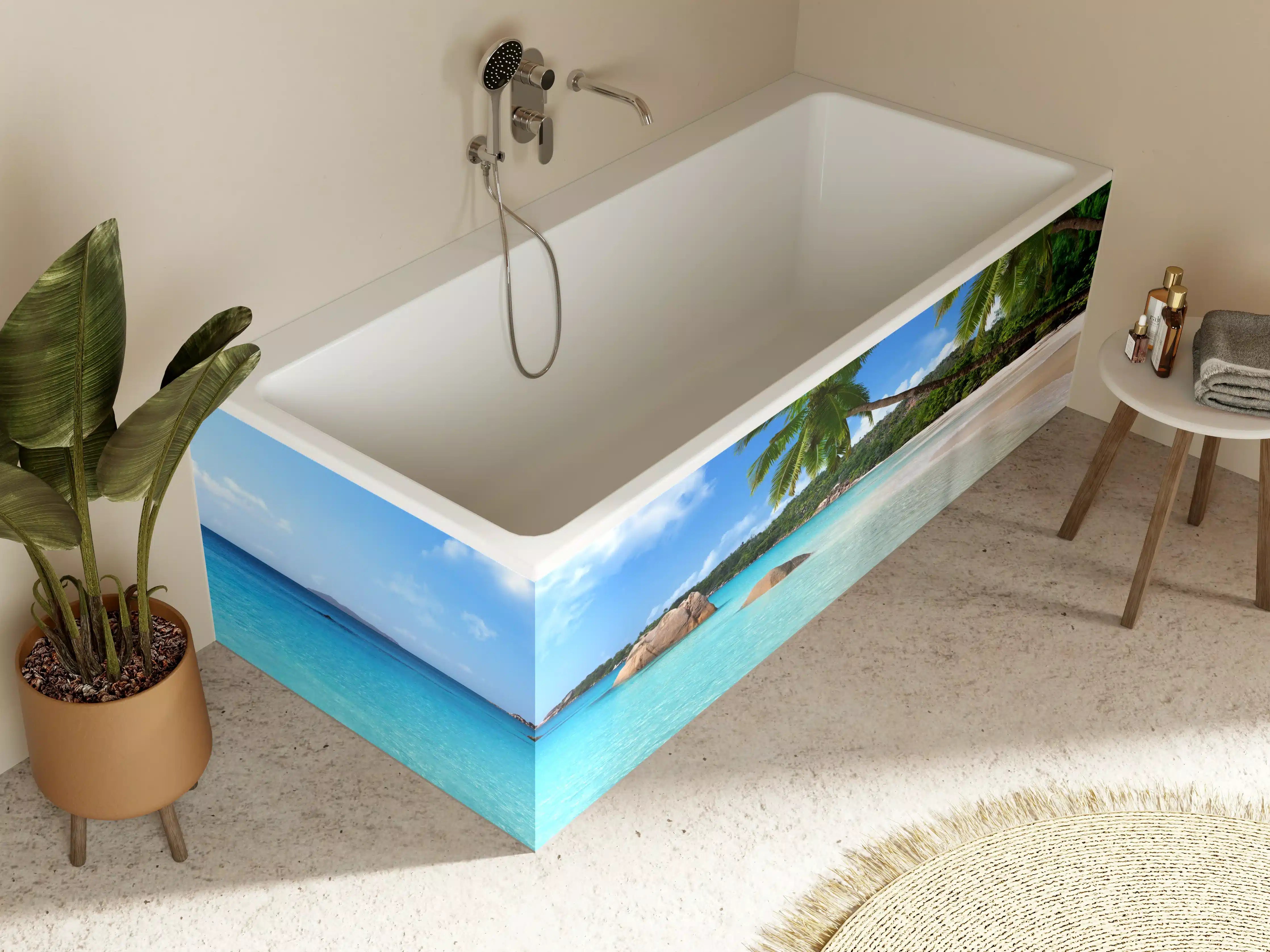 Badewannen-Rückwand - Seychellen Paradiesstrand Türkis