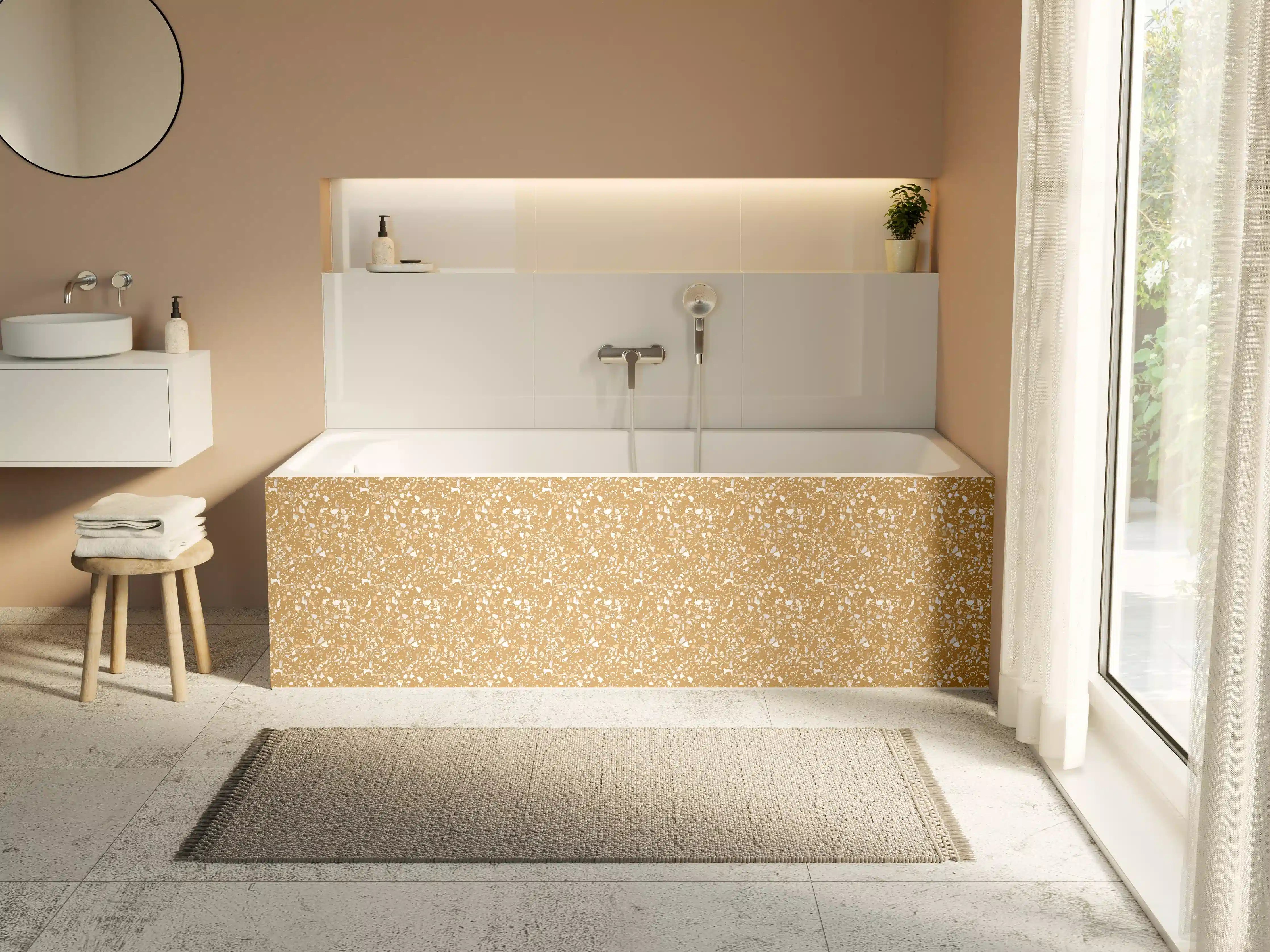 Badewannen-Rückwand - Silberglanz-Textur in Weiß