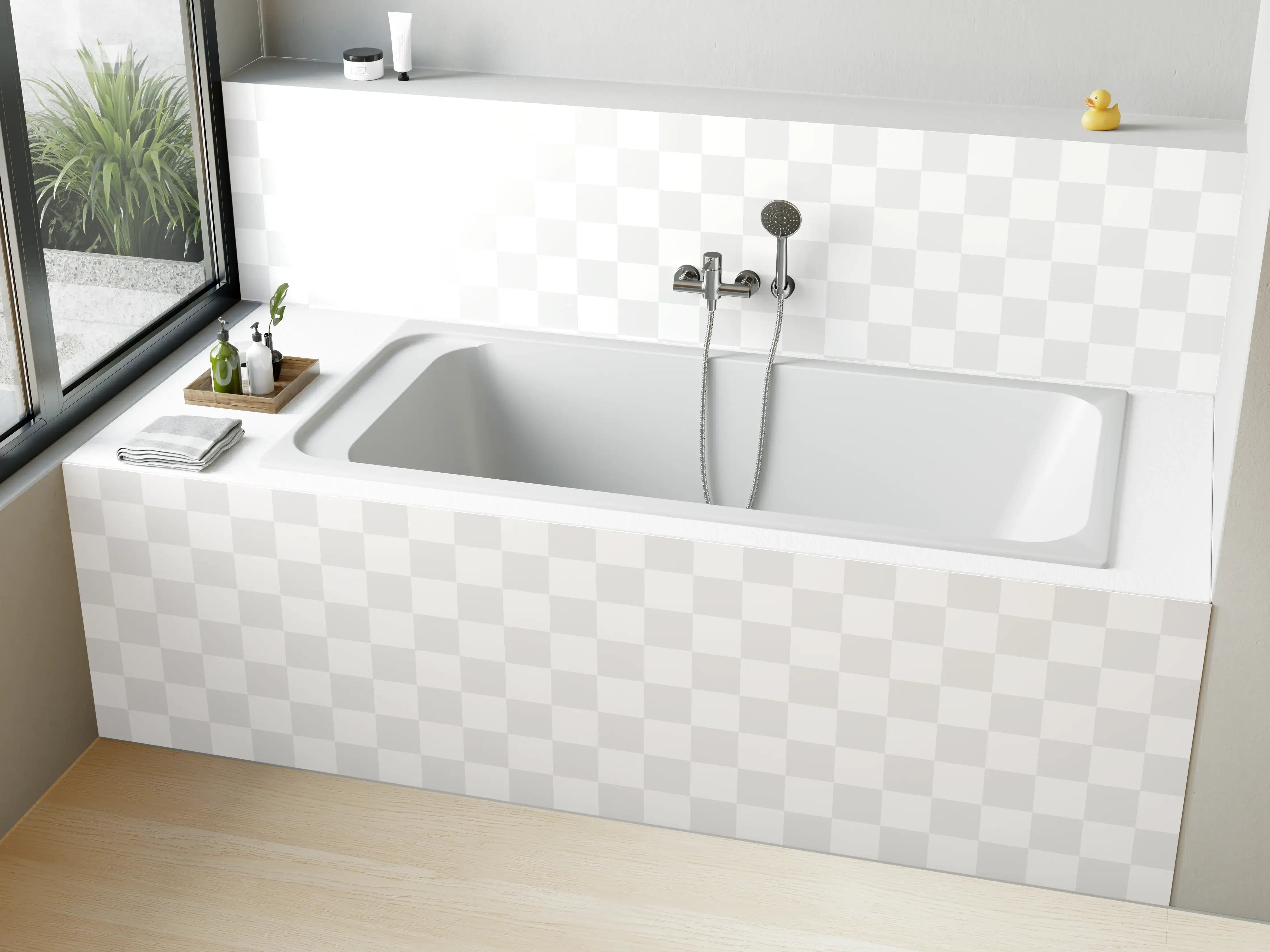 Badewannen-Rückwand - Silberner Marmor mit Grauflair