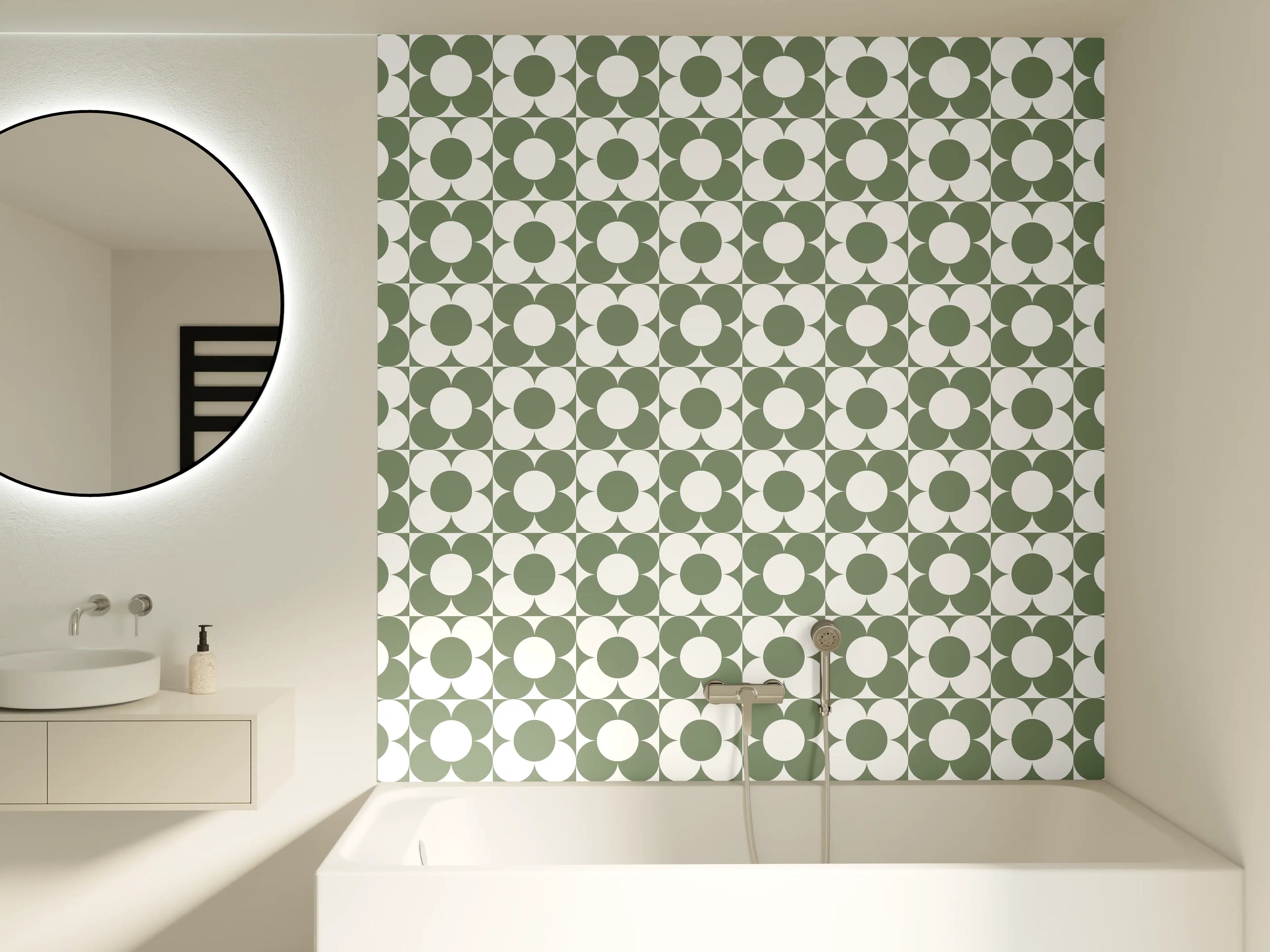 Badewannen-Rückwand - Silbernes geometrisches Muster