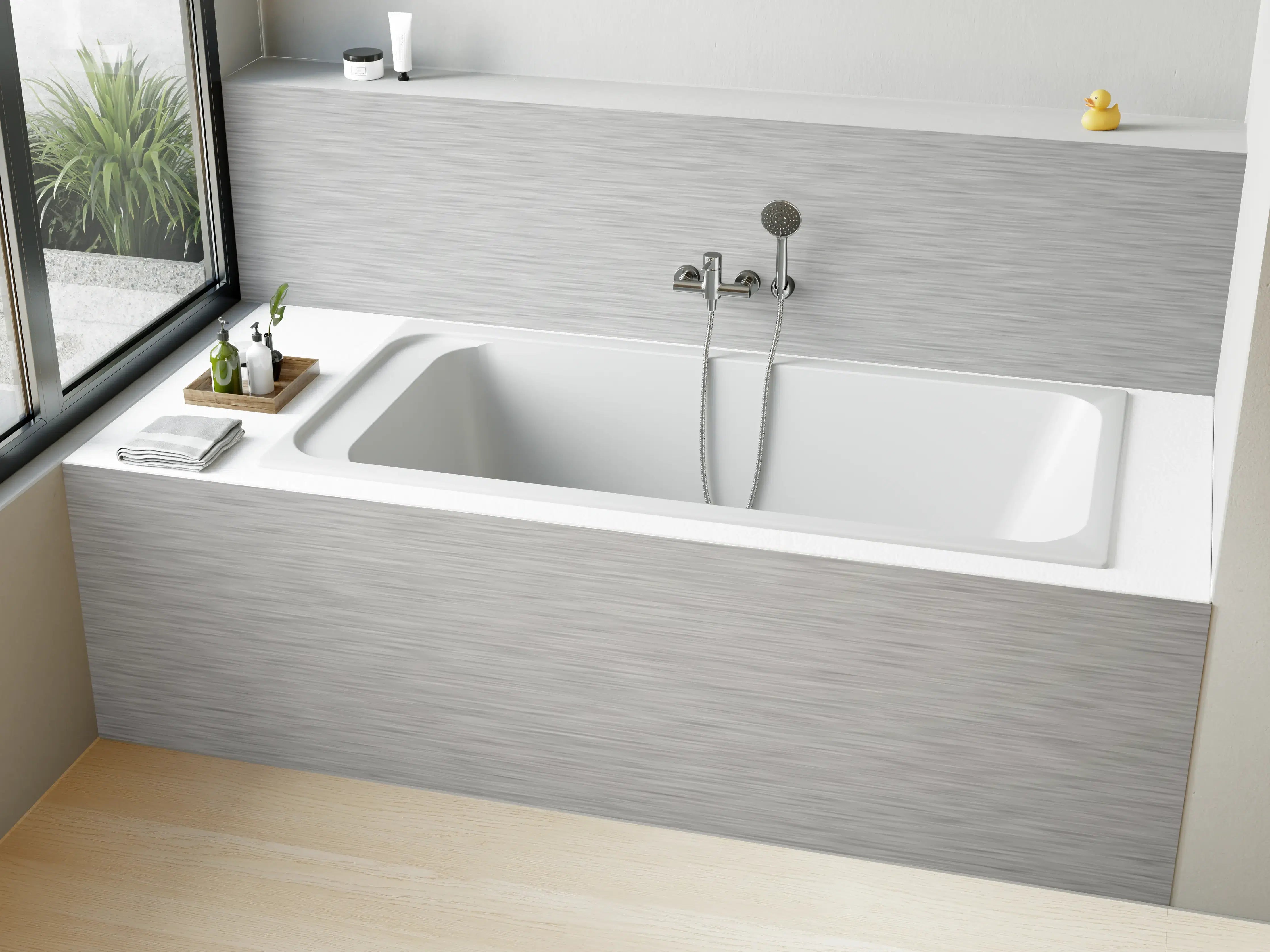 Badewannen-Rückwand - Silver - ALU Prime - Metall Gebürstet