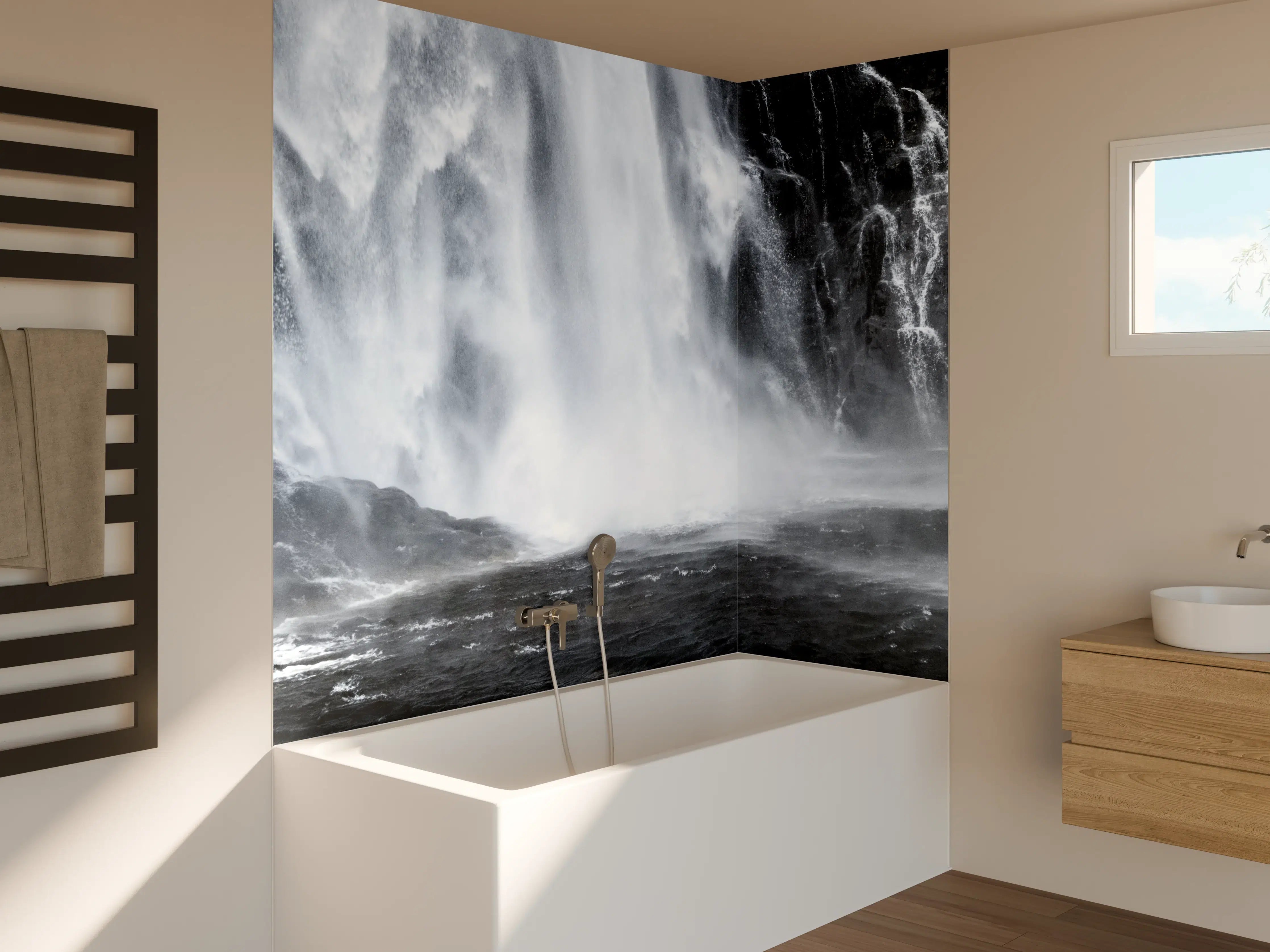 Badewannen-Rückwand - Skjervefossen Wasserfall