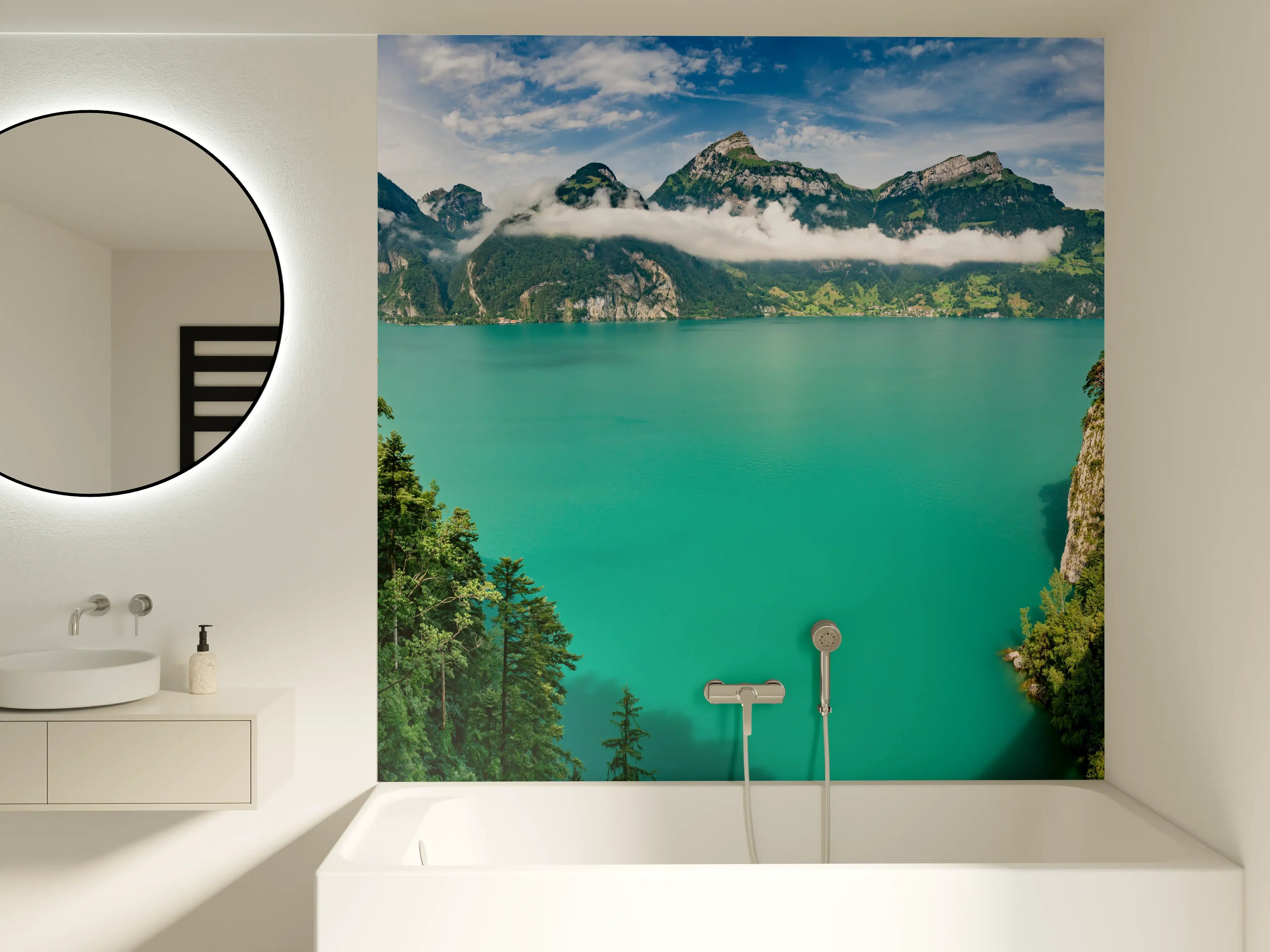 Badewannen-Rückwand - Sommeralpen im Blick- Schweiz