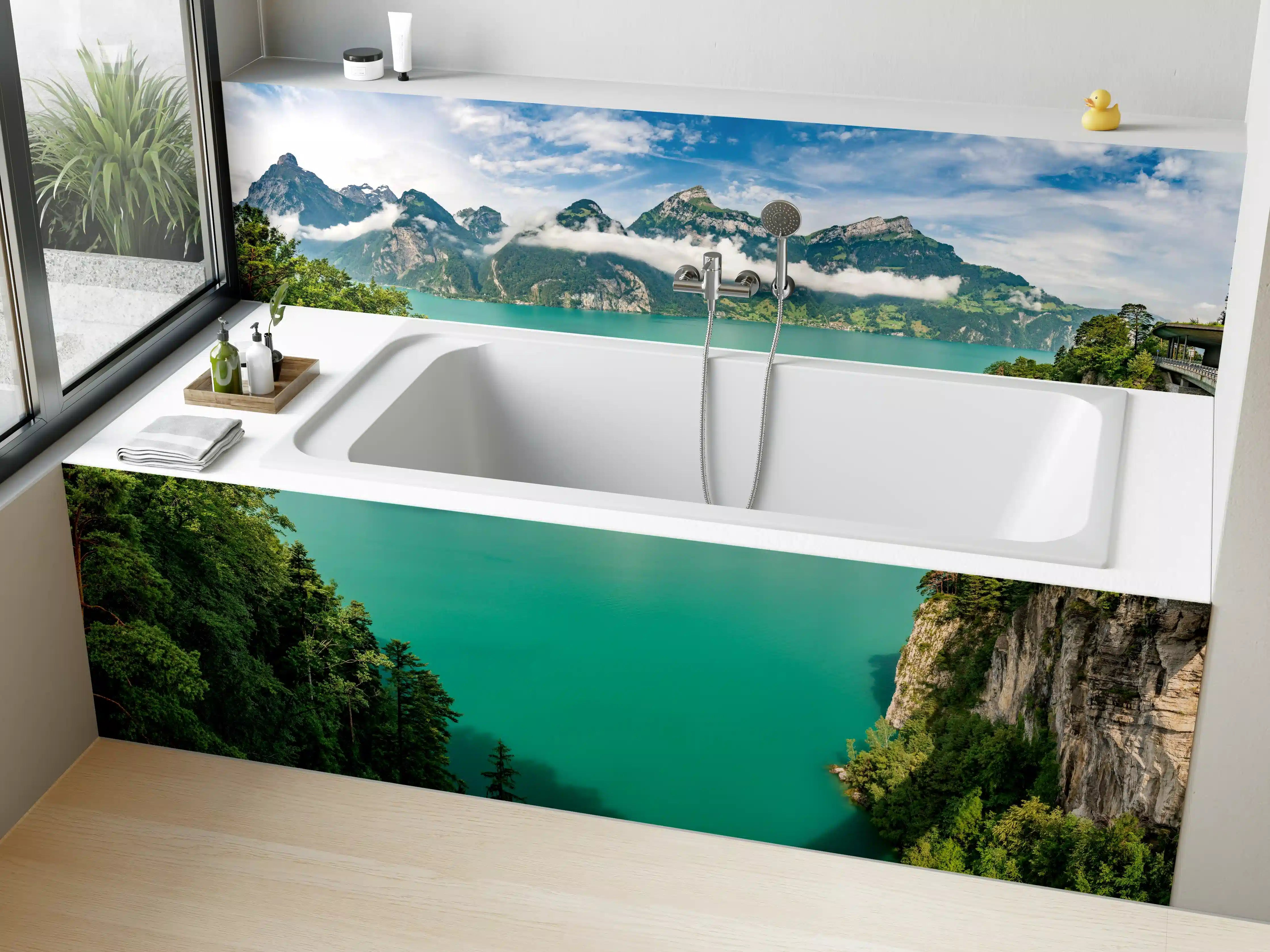 Badewannen-Rückwand - Sommeralpen im Blick- Schweiz