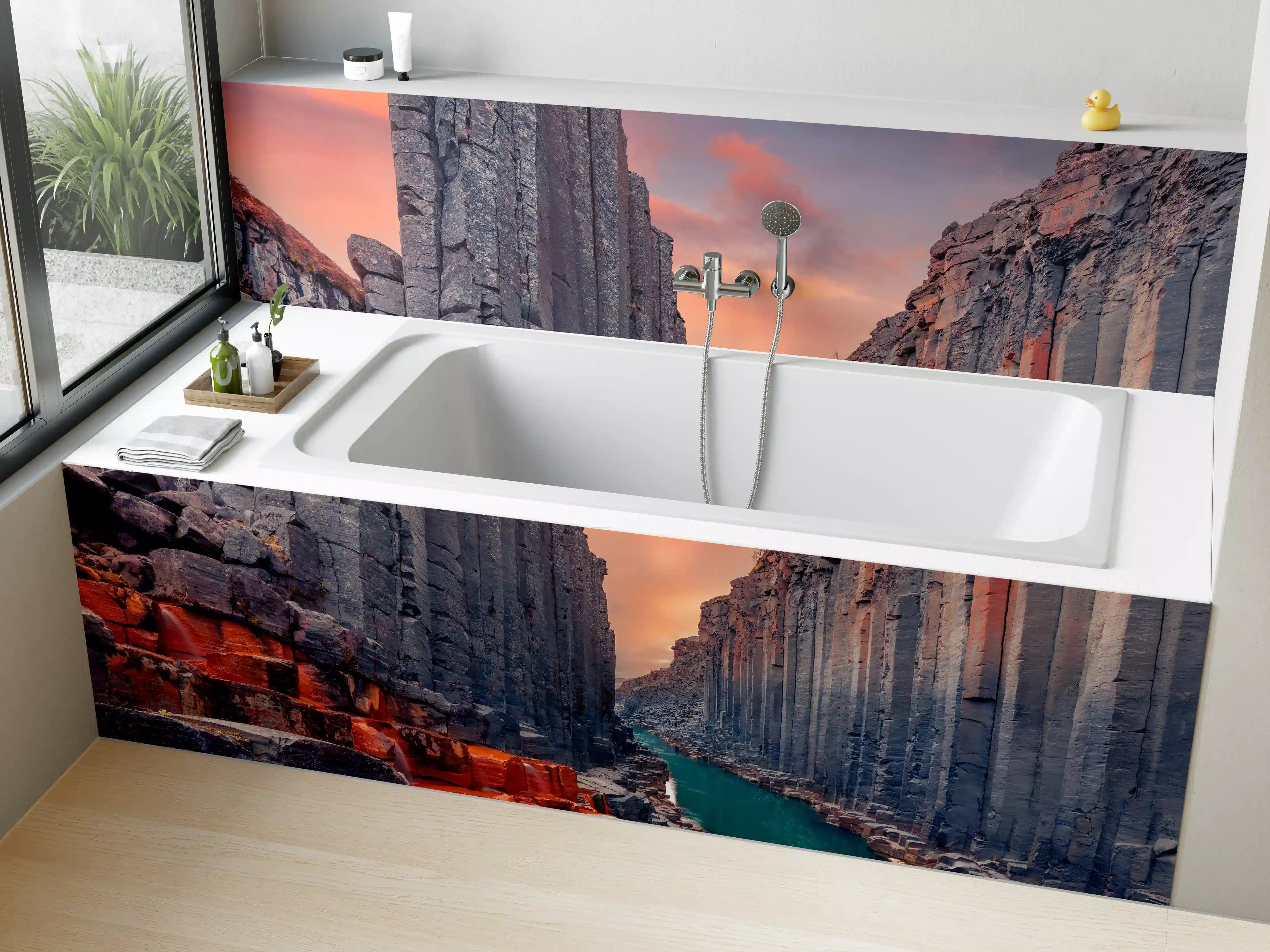 Badewannen-Rückwand - Sommerlicher Sonnenaufgang - Studlagil-Schlucht
