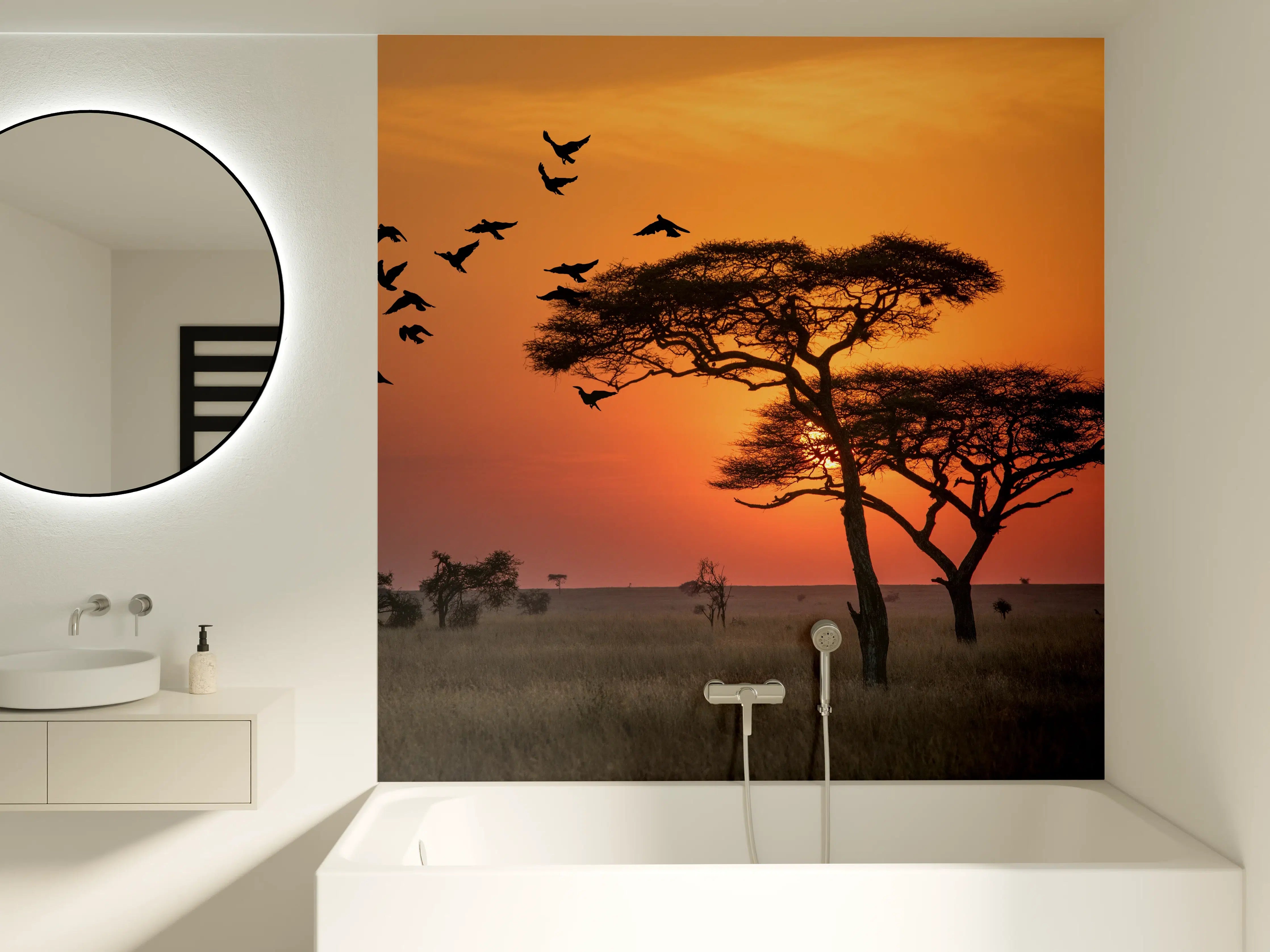 Badewannen-Rückwand - Sonnenaufgang im Serengeti-Naturpark