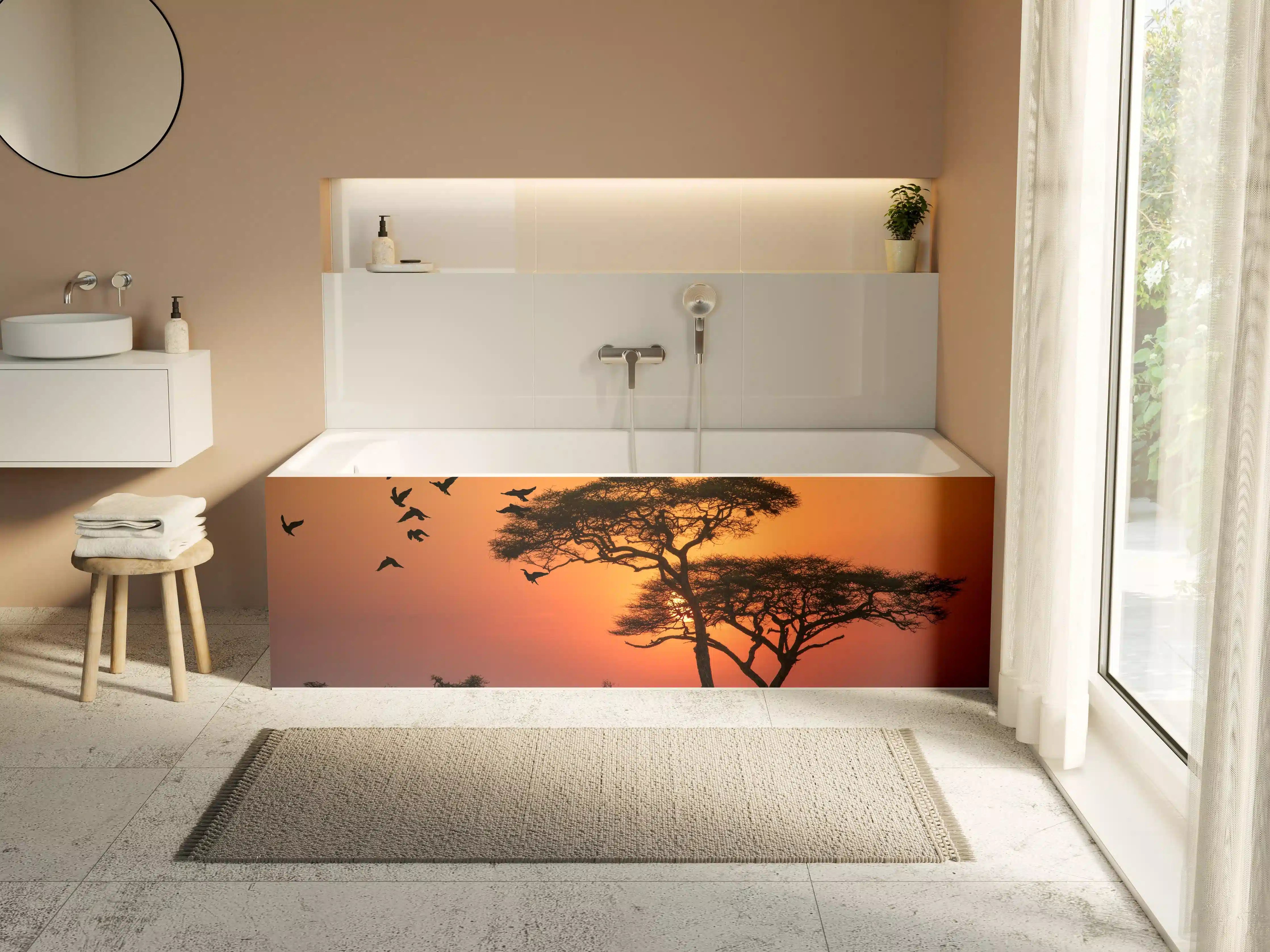 Badewannen-Rückwand - Sonnenaufgang im Serengeti-Naturpark