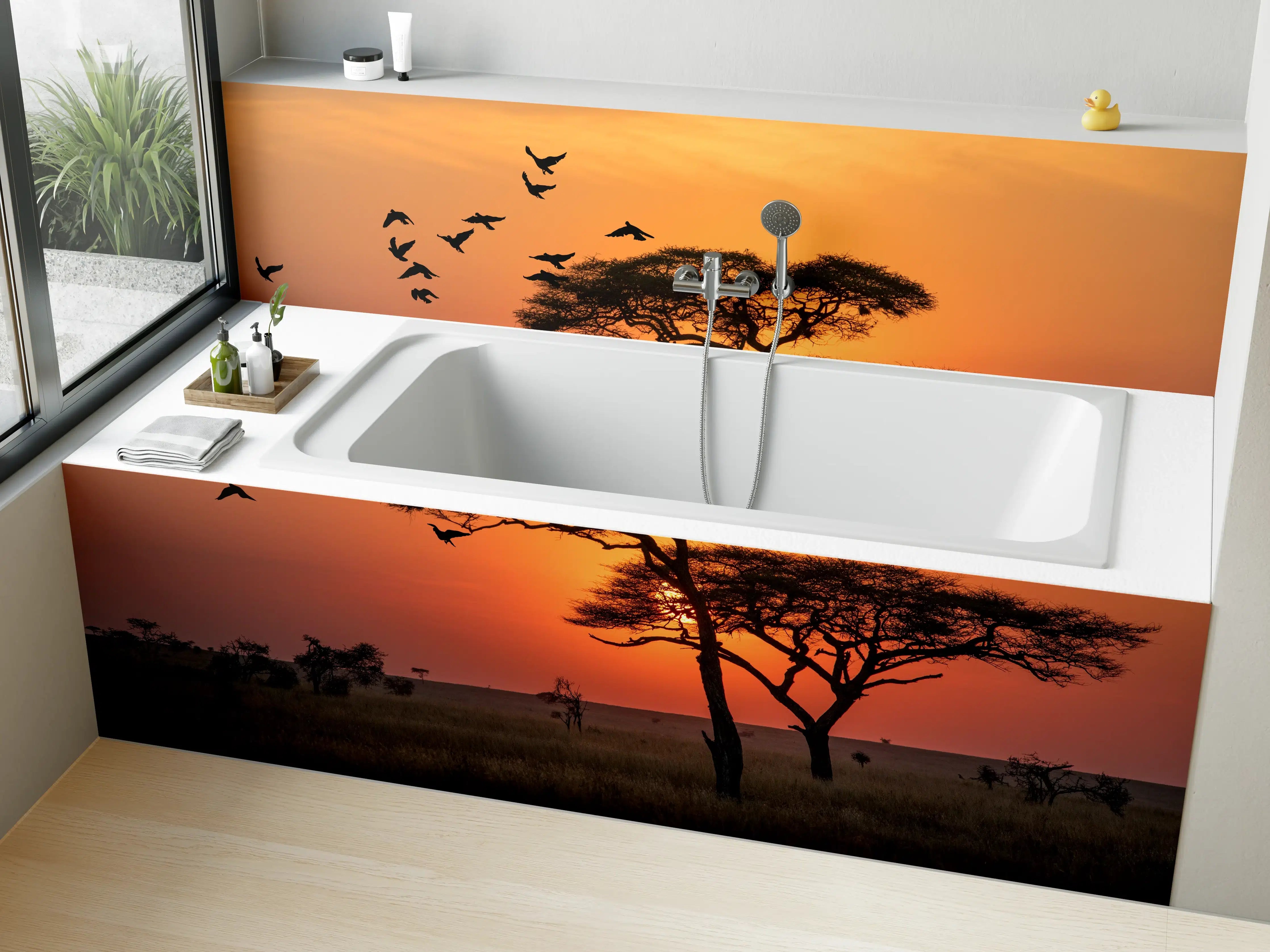 Badewannen-Rückwand - Sonnenaufgang im Serengeti-Naturpark