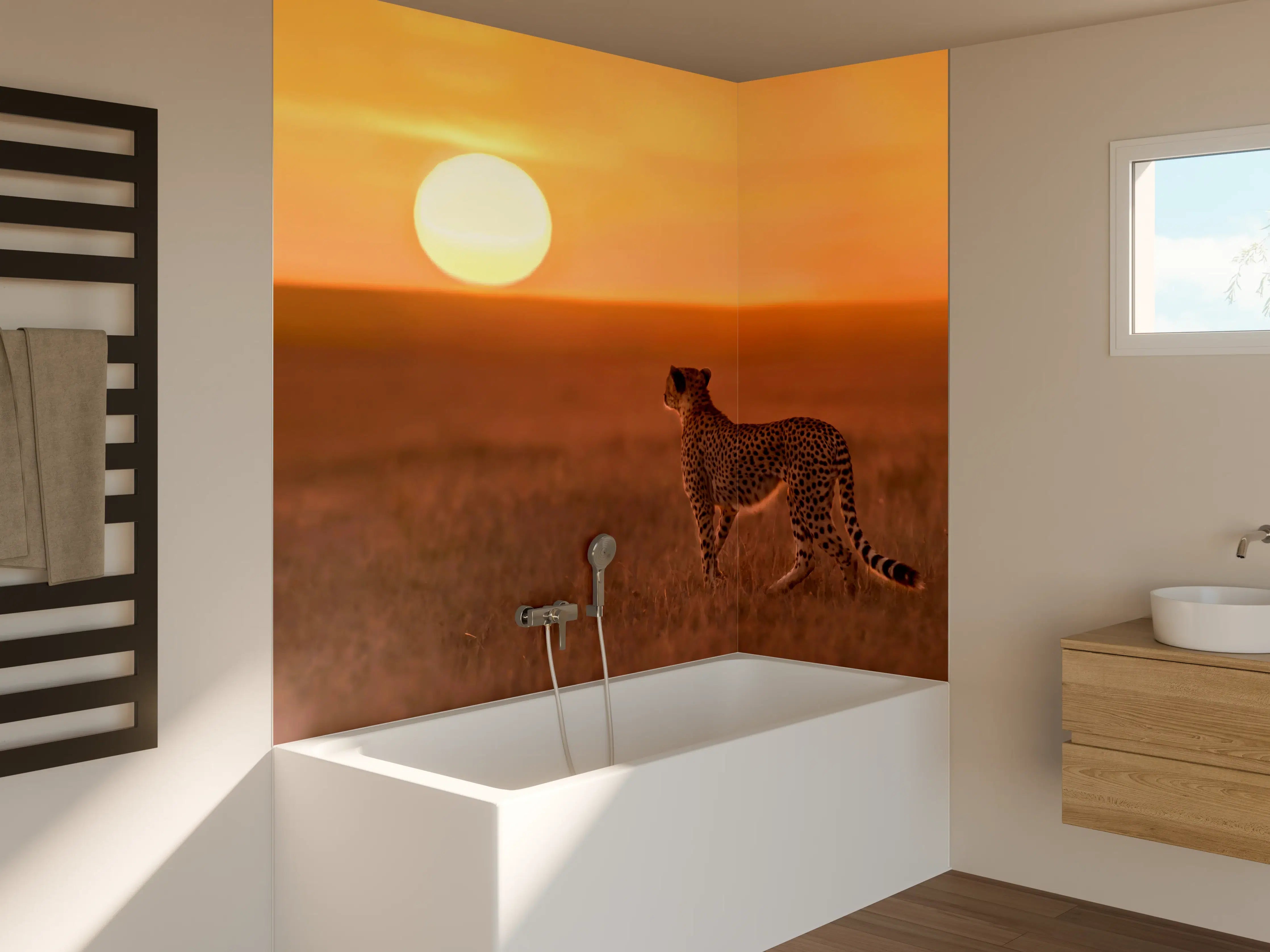 Badewannen-Rückwand - Sonnenaufgang in der Savanne - Afrika