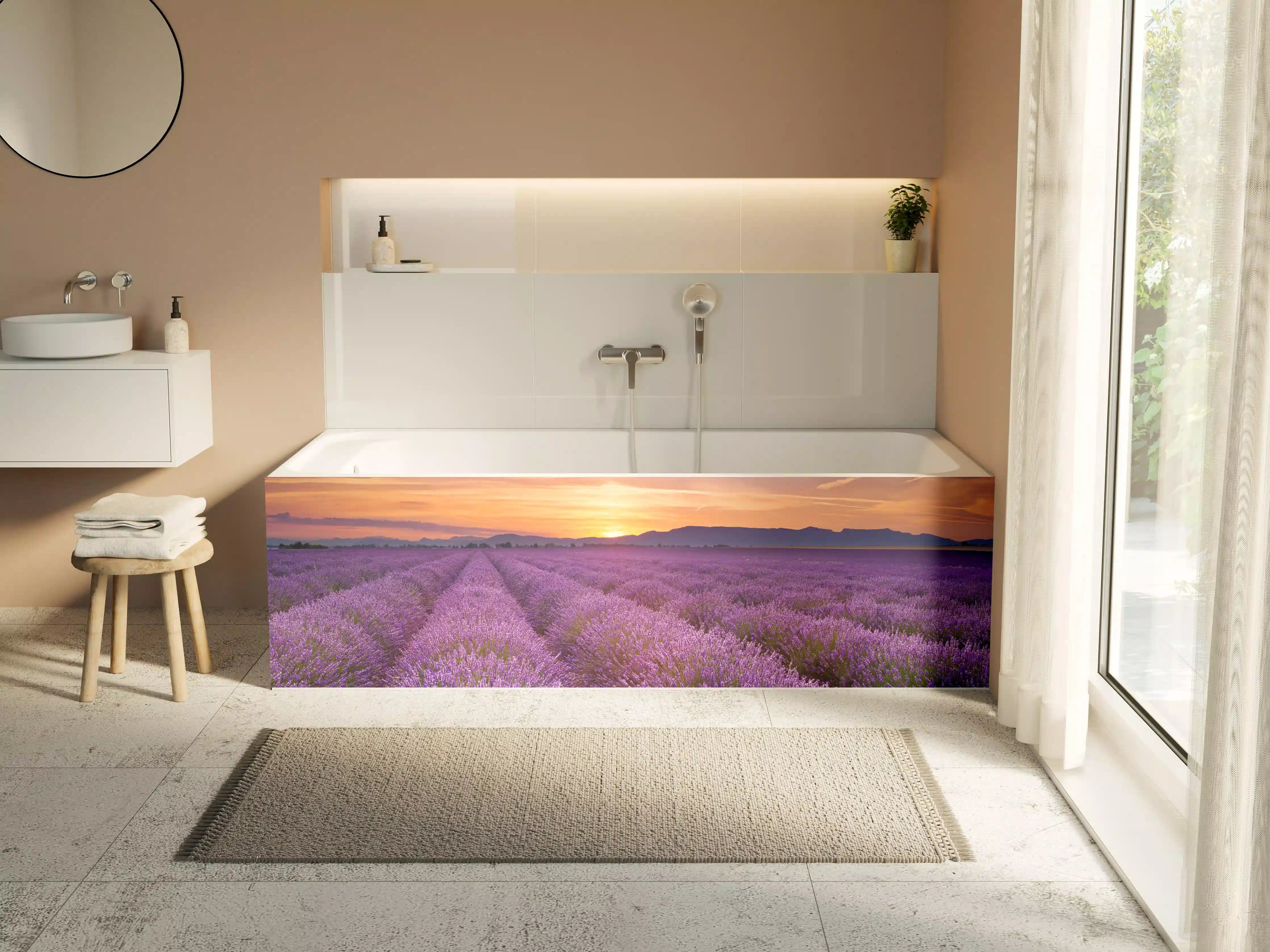 Badewannen-Rückwand - Sonnenaufgang über Lavendelfelder - Provence