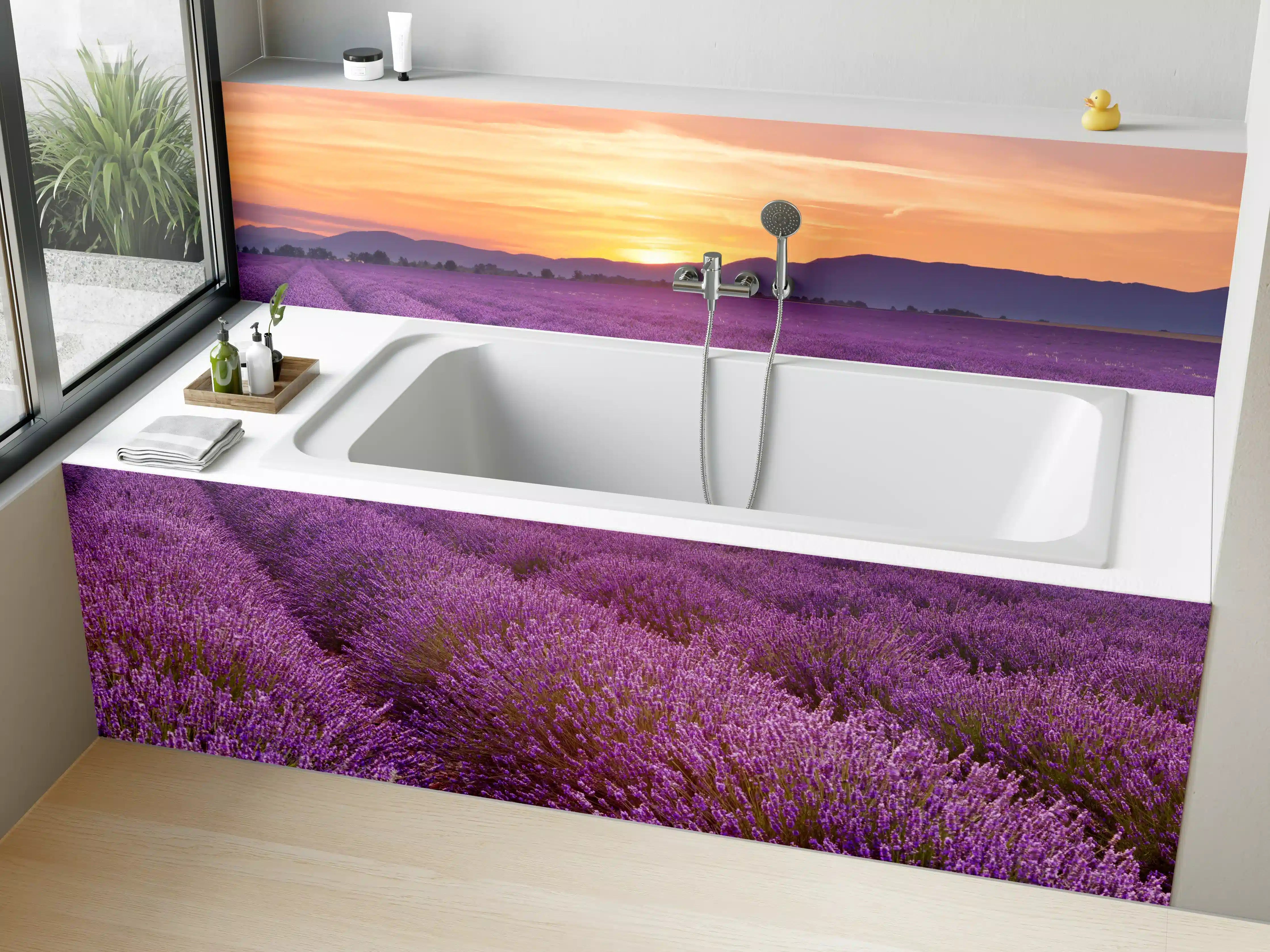 Badewannen-Rückwand - Sonnenaufgang über Lavendelfelder - Provence