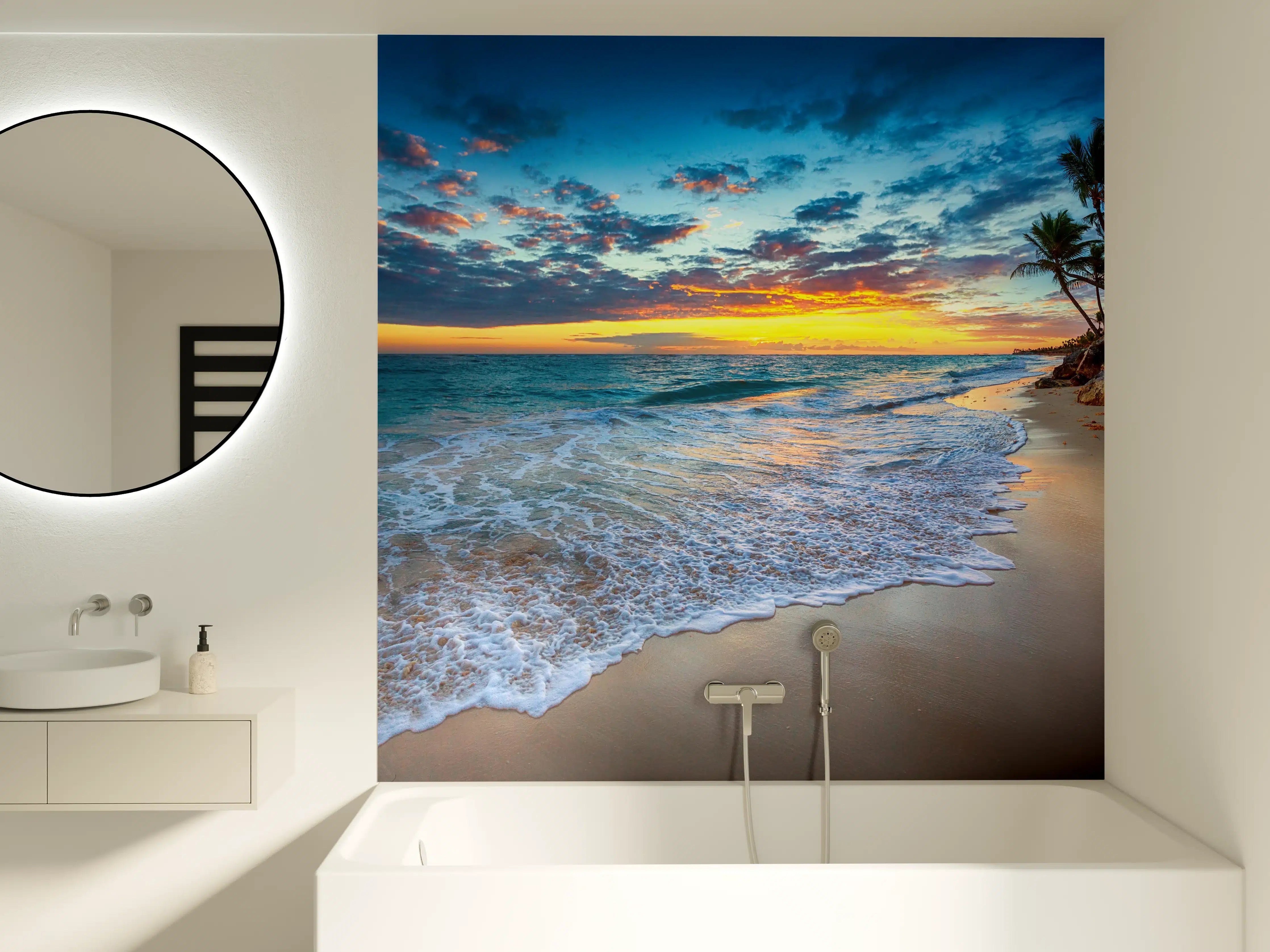 Badewannen-Rückwand - Sonnenaufgang über dem Strand