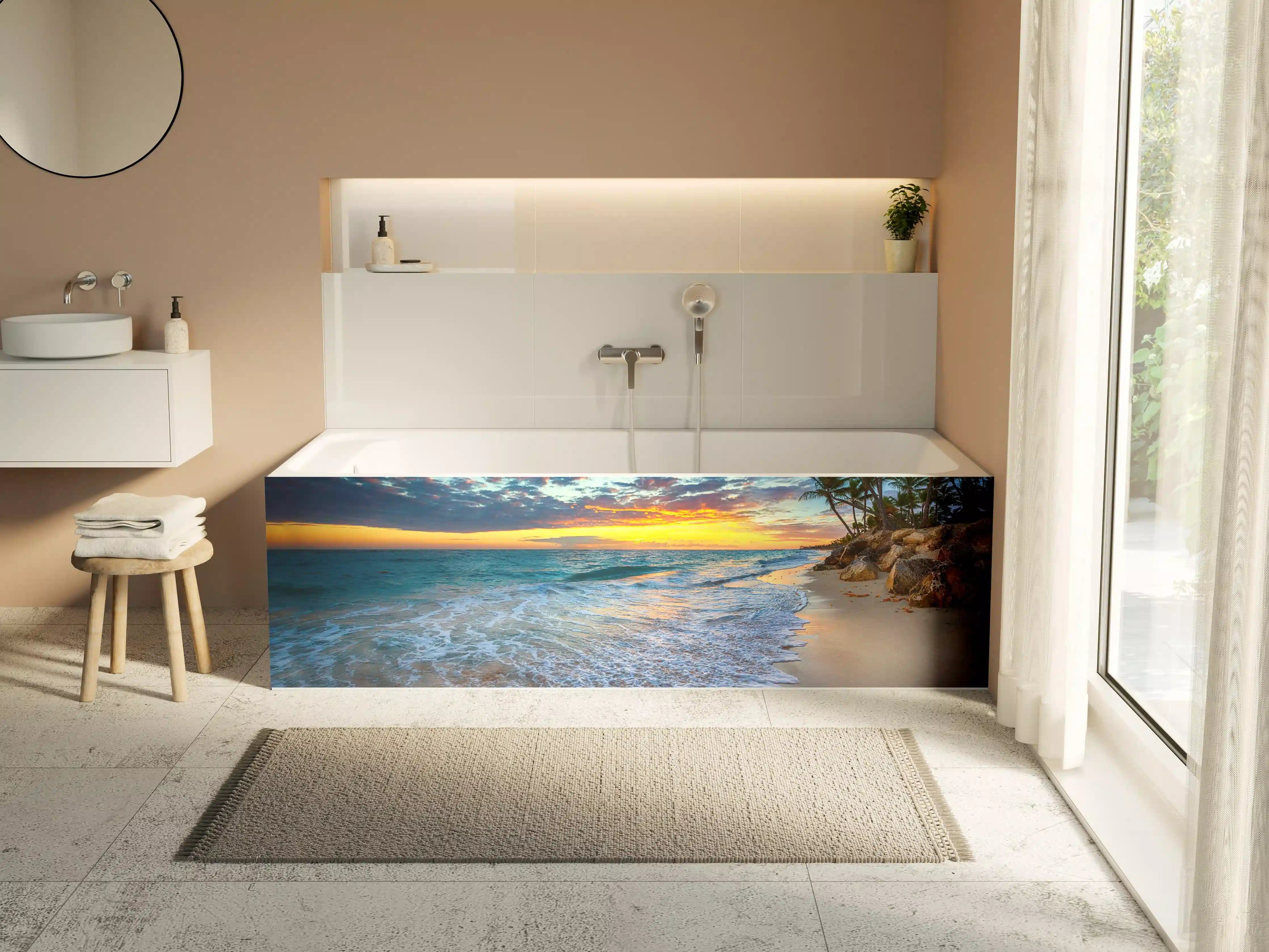 Badewannen-Rückwand - Sonnenaufgang über dem Strand