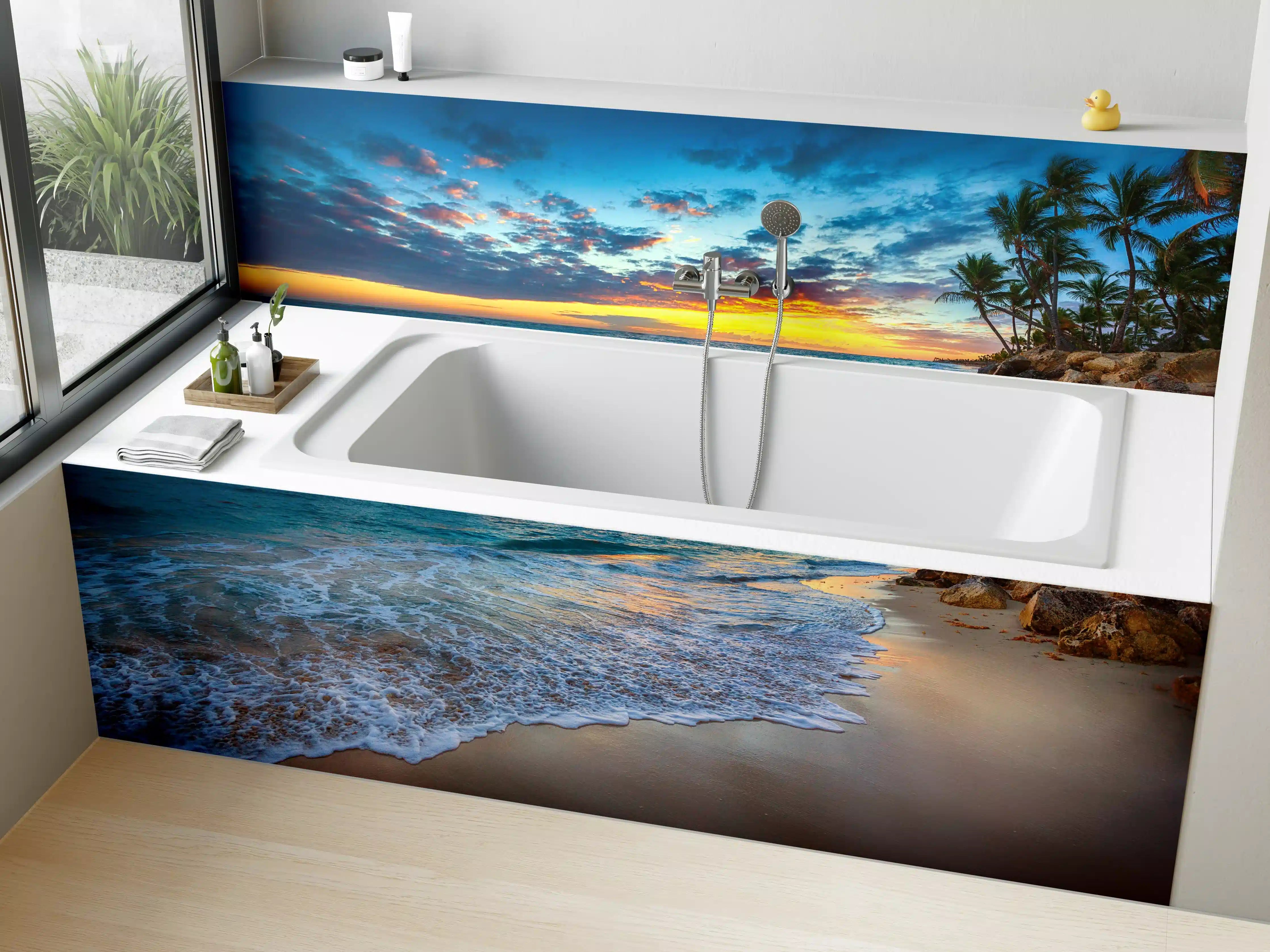 Badewannen-Rückwand - Sonnenaufgang über dem Strand