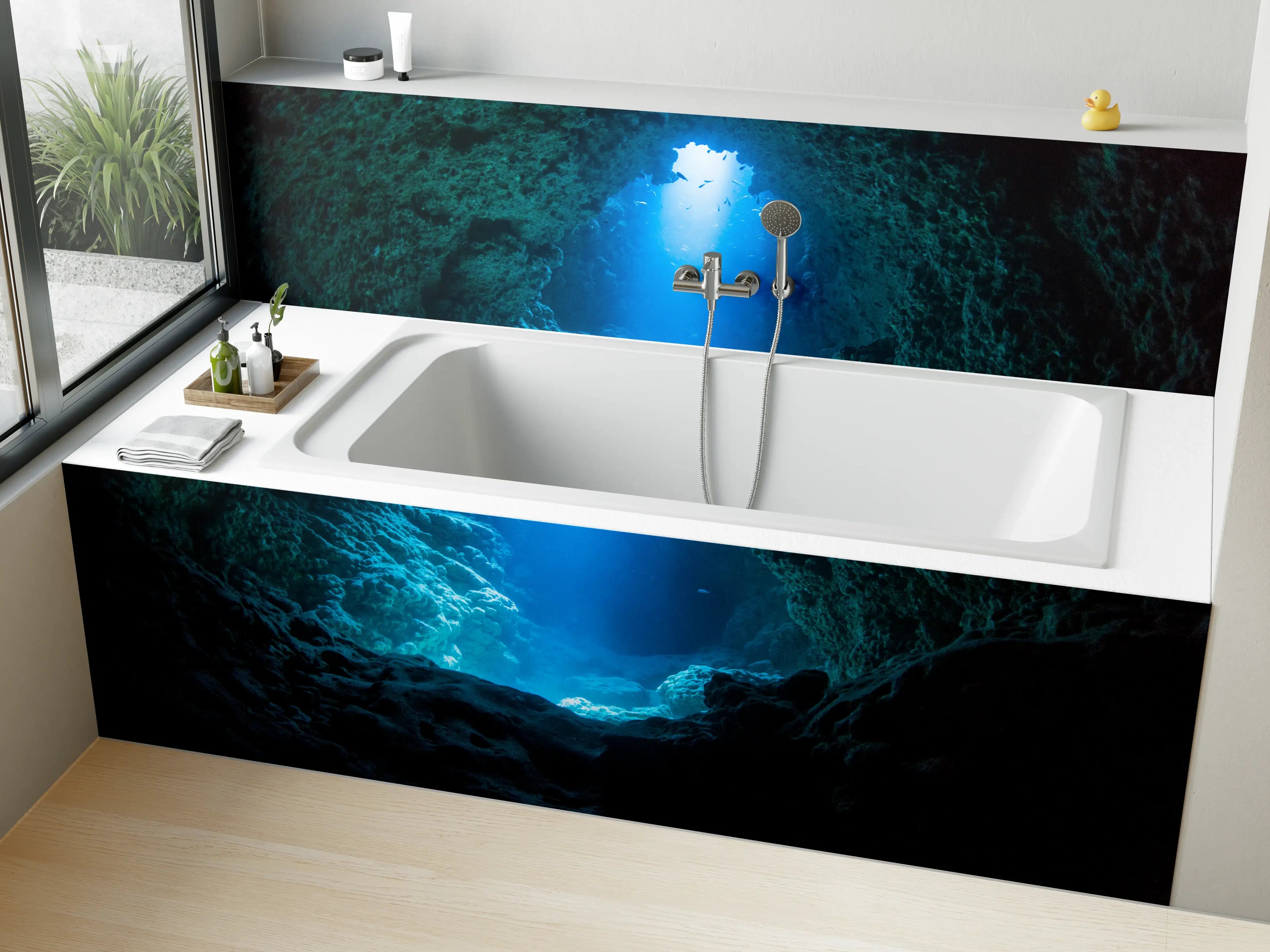 Badewannen-Rückwand - Sonnenstrahl in die Unterwasserhöhle