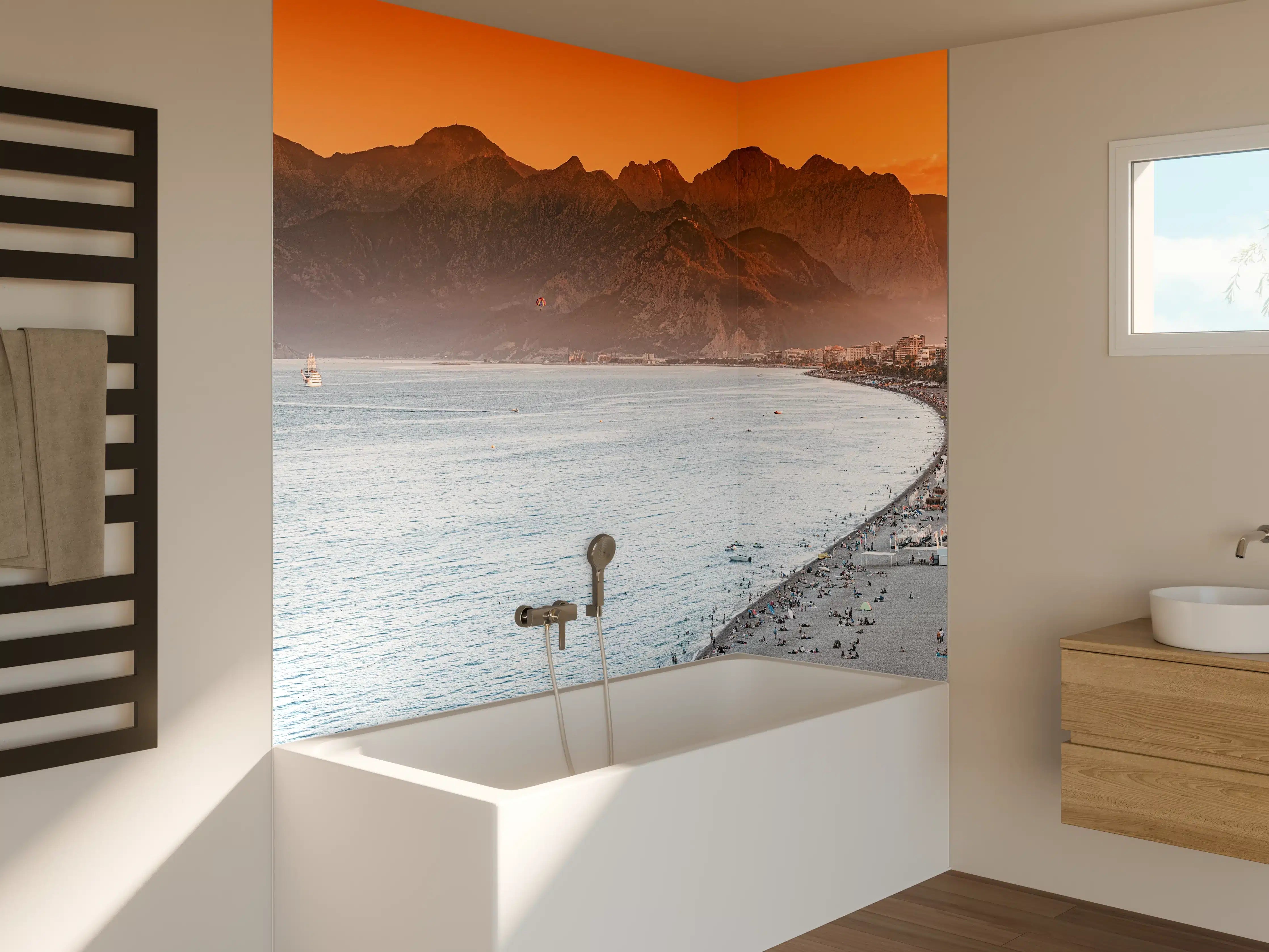 Badewannen-Rückwand - Sonnenuntergang Konyaalti Strand Türkei