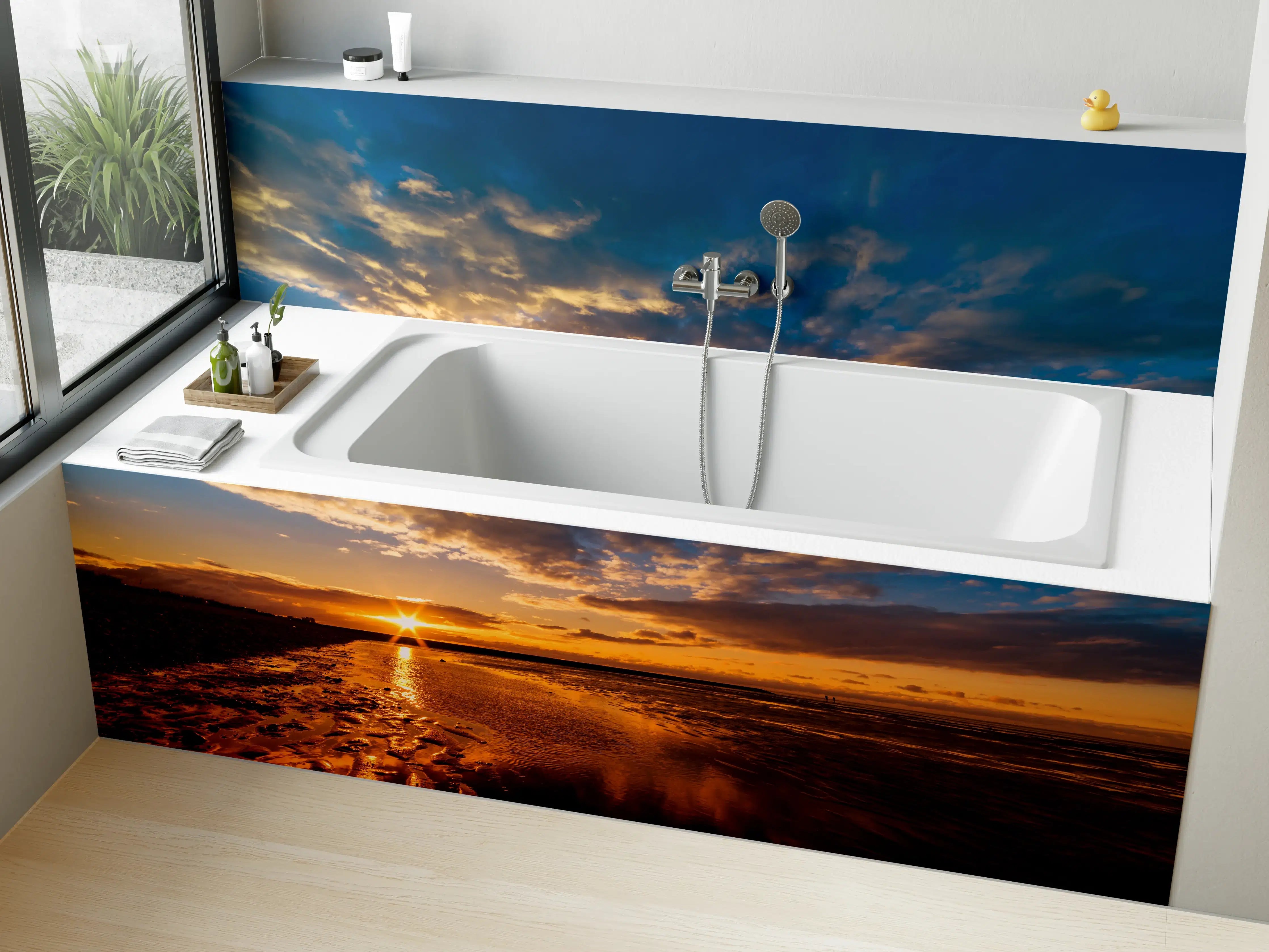 Badewannen-Rückwand - Sonnenuntergang an der Nordsee