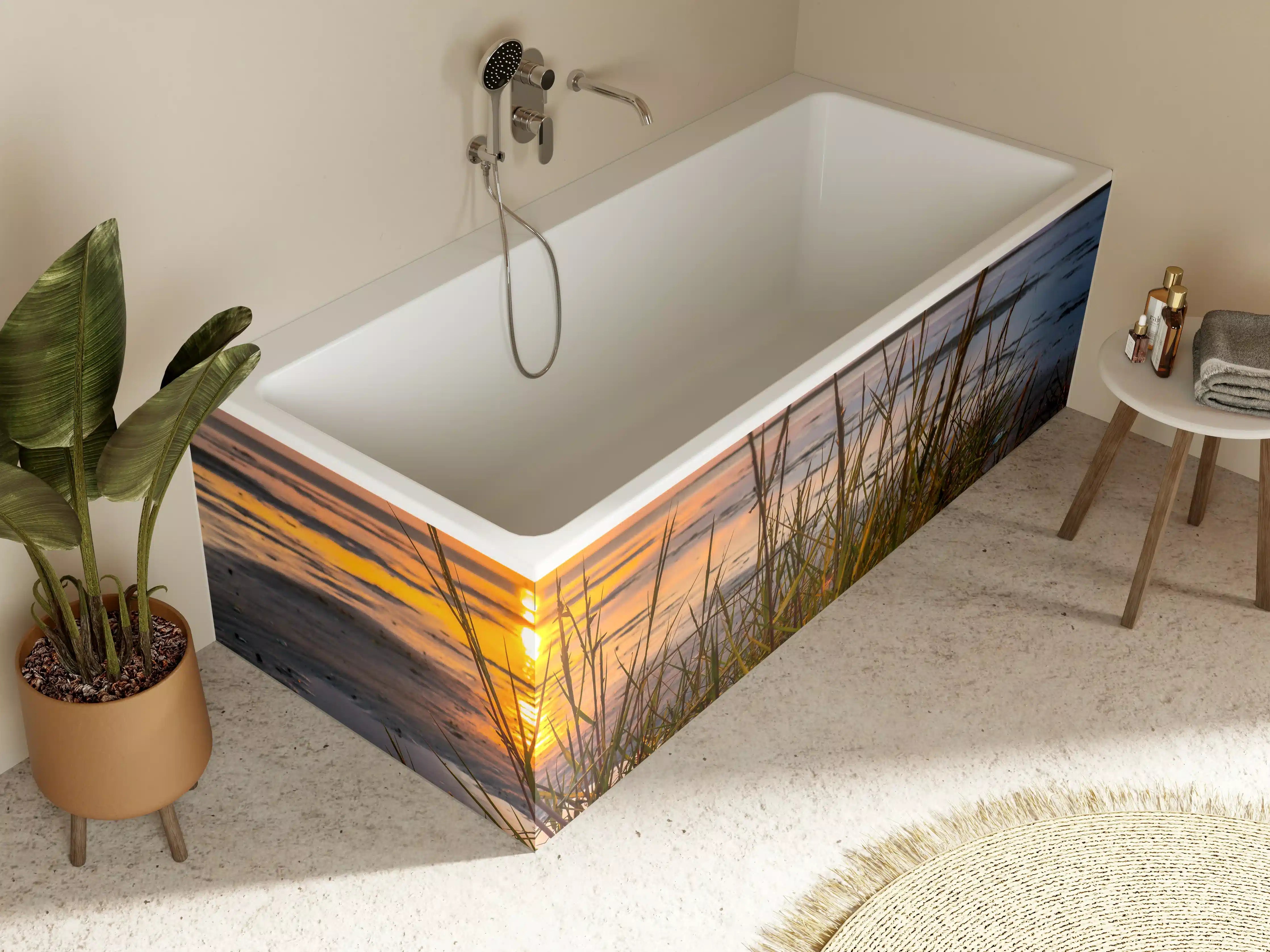 Badewannen-Rückwand - Sonnenuntergang im Wattenmeer an der Nordsee