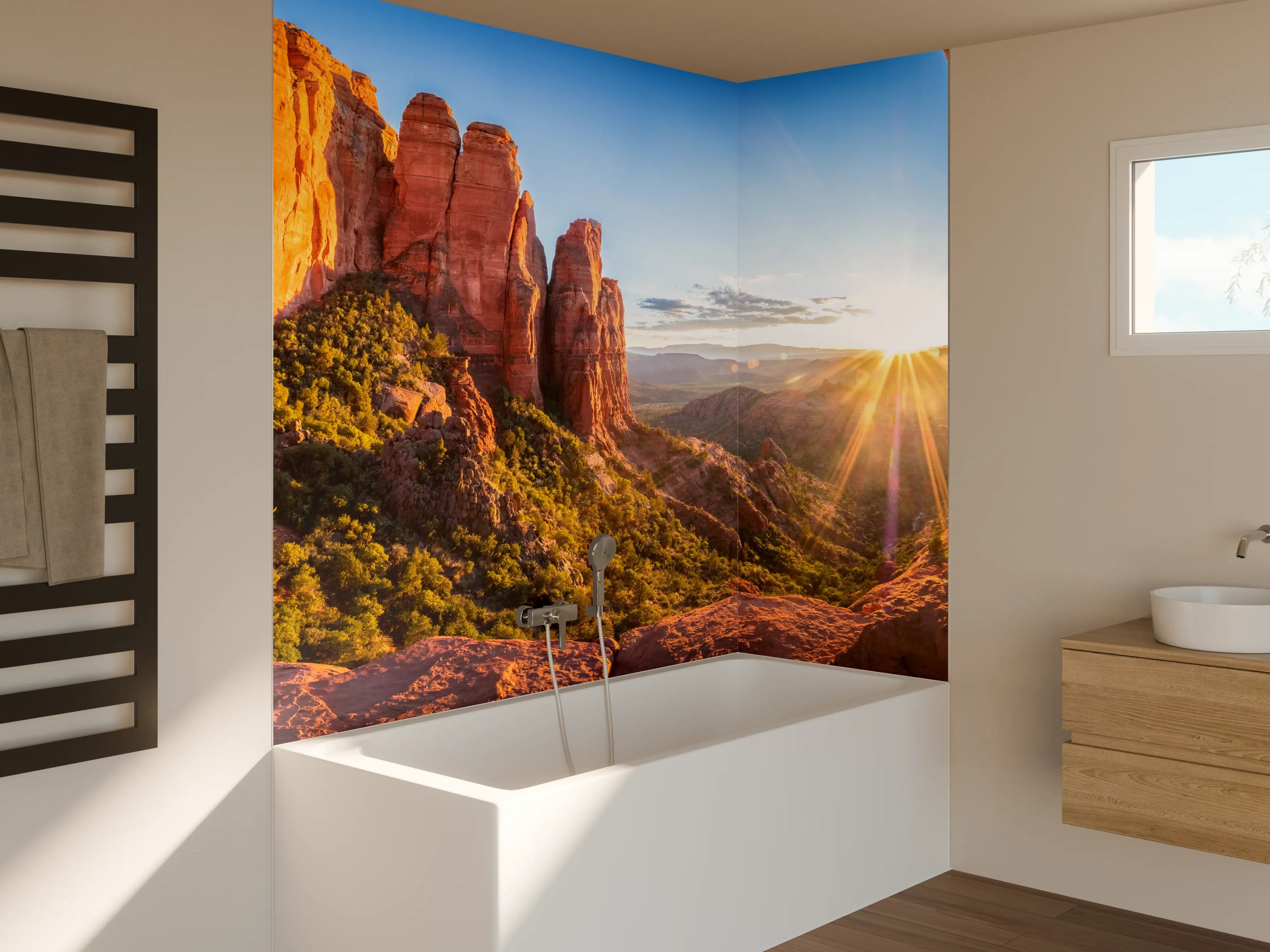 Badewannen-Rückwand - Sonnenuntergang in Sedona