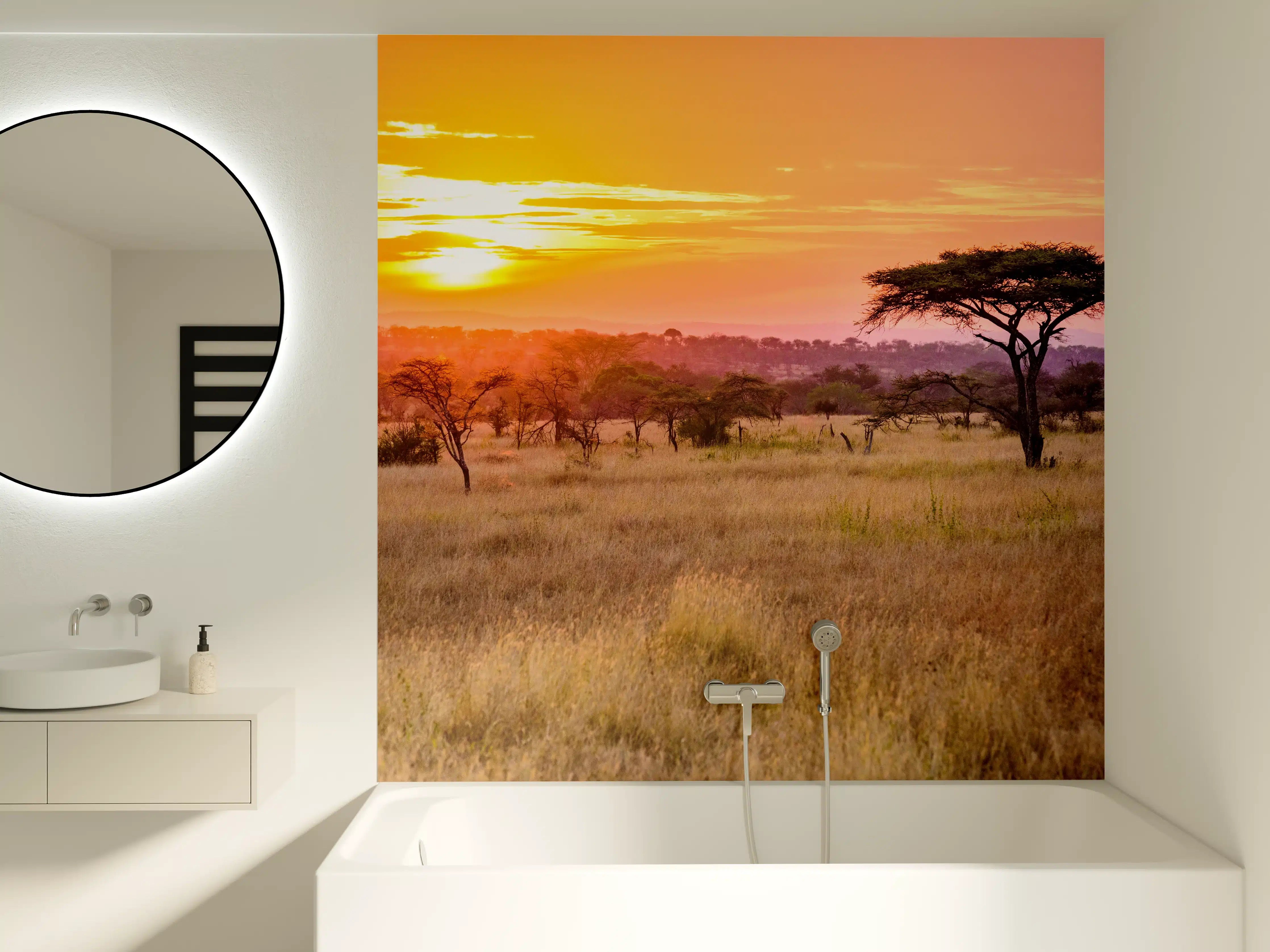 Badewannen-Rückwand - Sonnenuntergang in der Savanne Afrikas