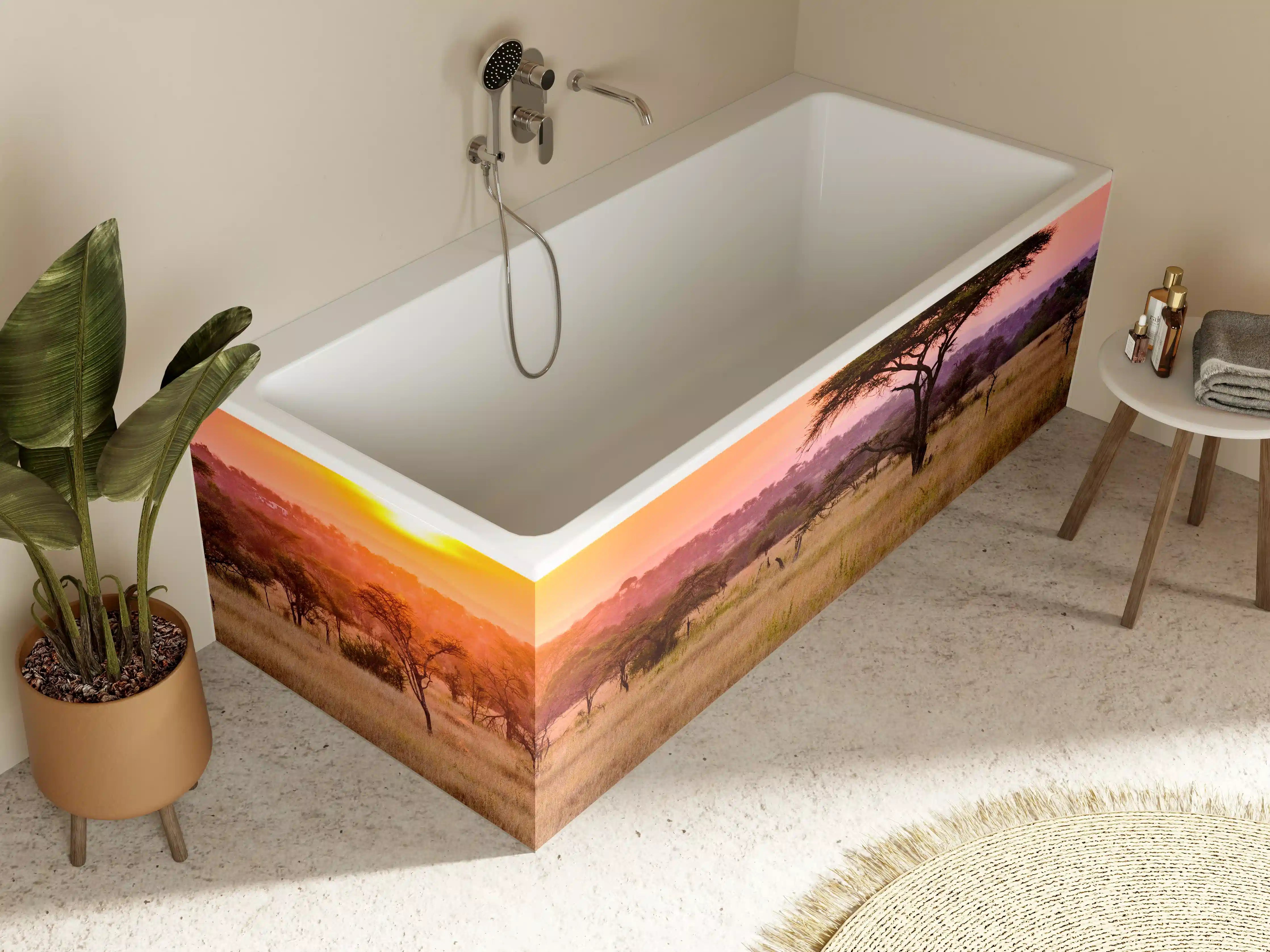 Badewannen-Rückwand - Sonnenuntergang in der Savanne Afrikas