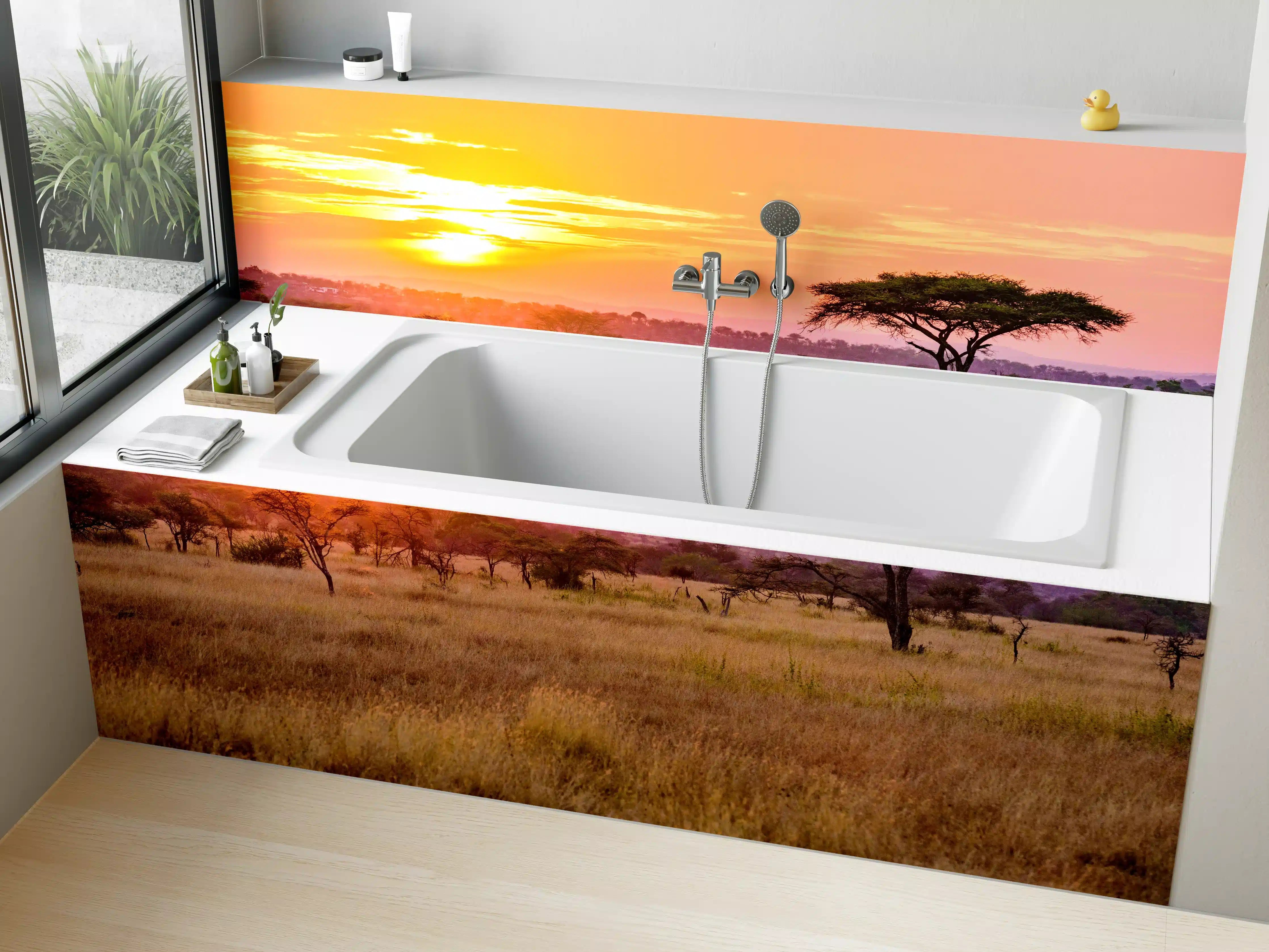 Badewannen-Rückwand - Sonnenuntergang in der Savanne Afrikas