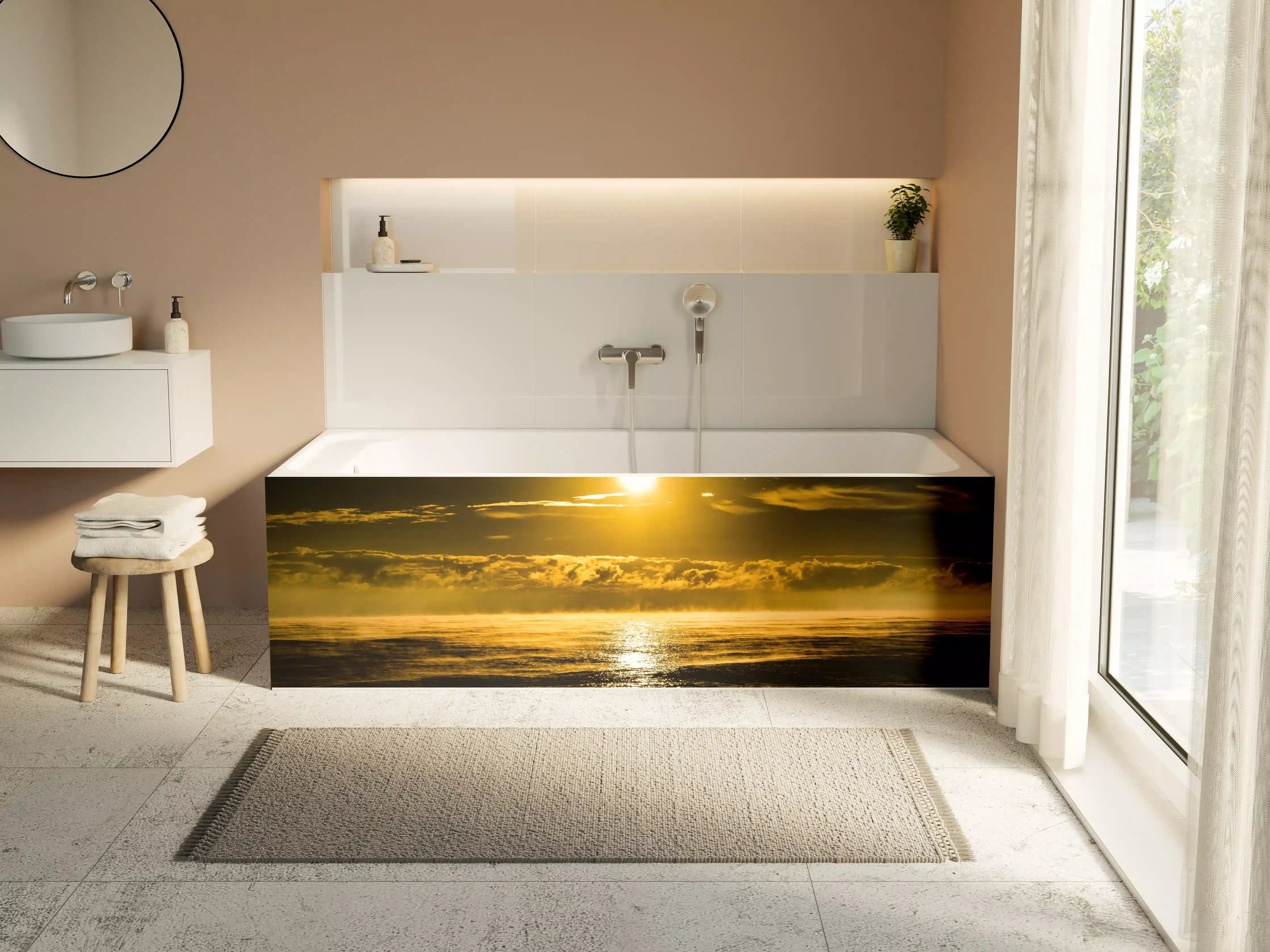 Badewannen-Rückwand - Sonnenuntergang über dem Meer