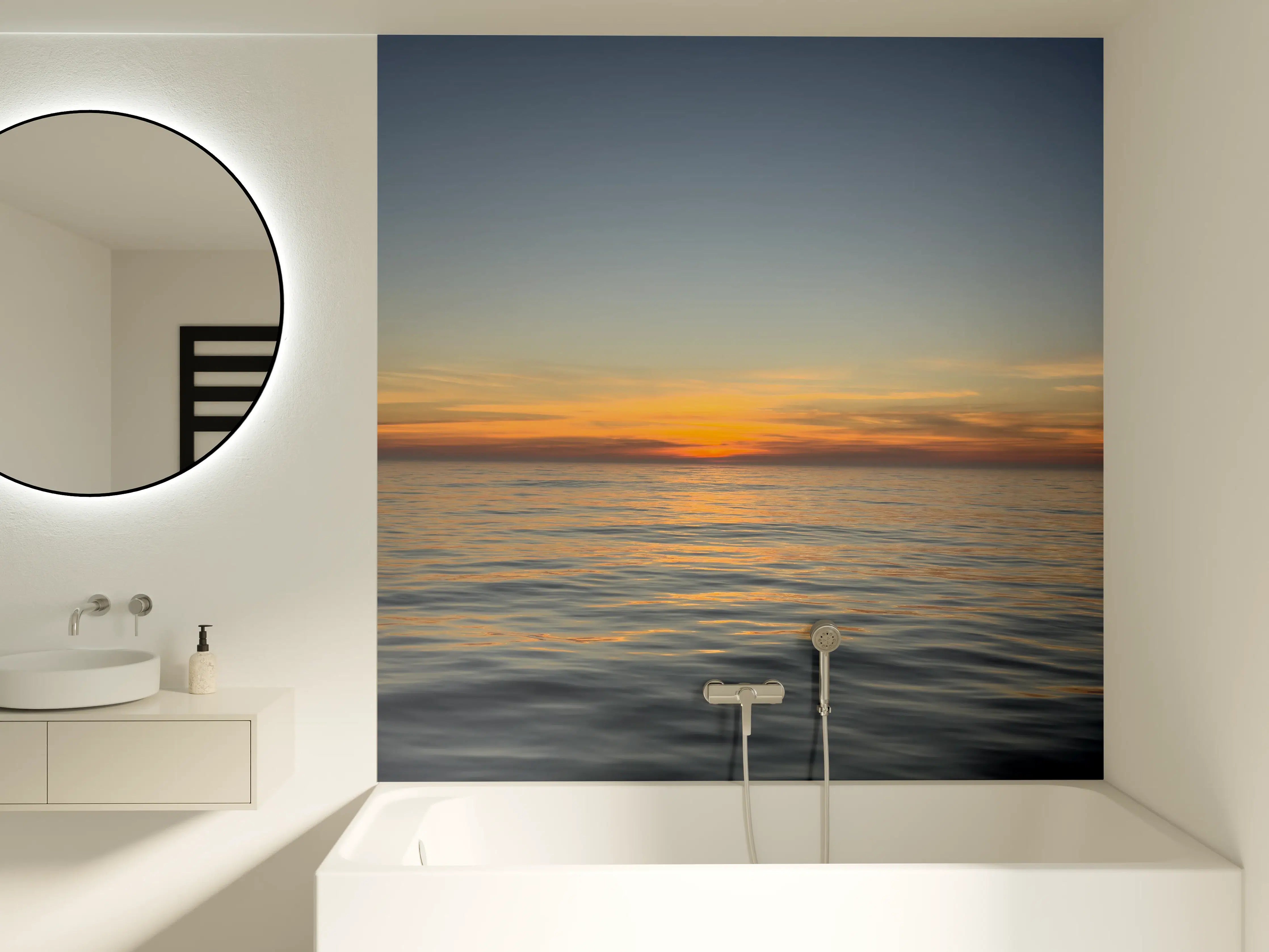 Badewannen-Rückwand - Sonnenuntergang über ruhigem Meer