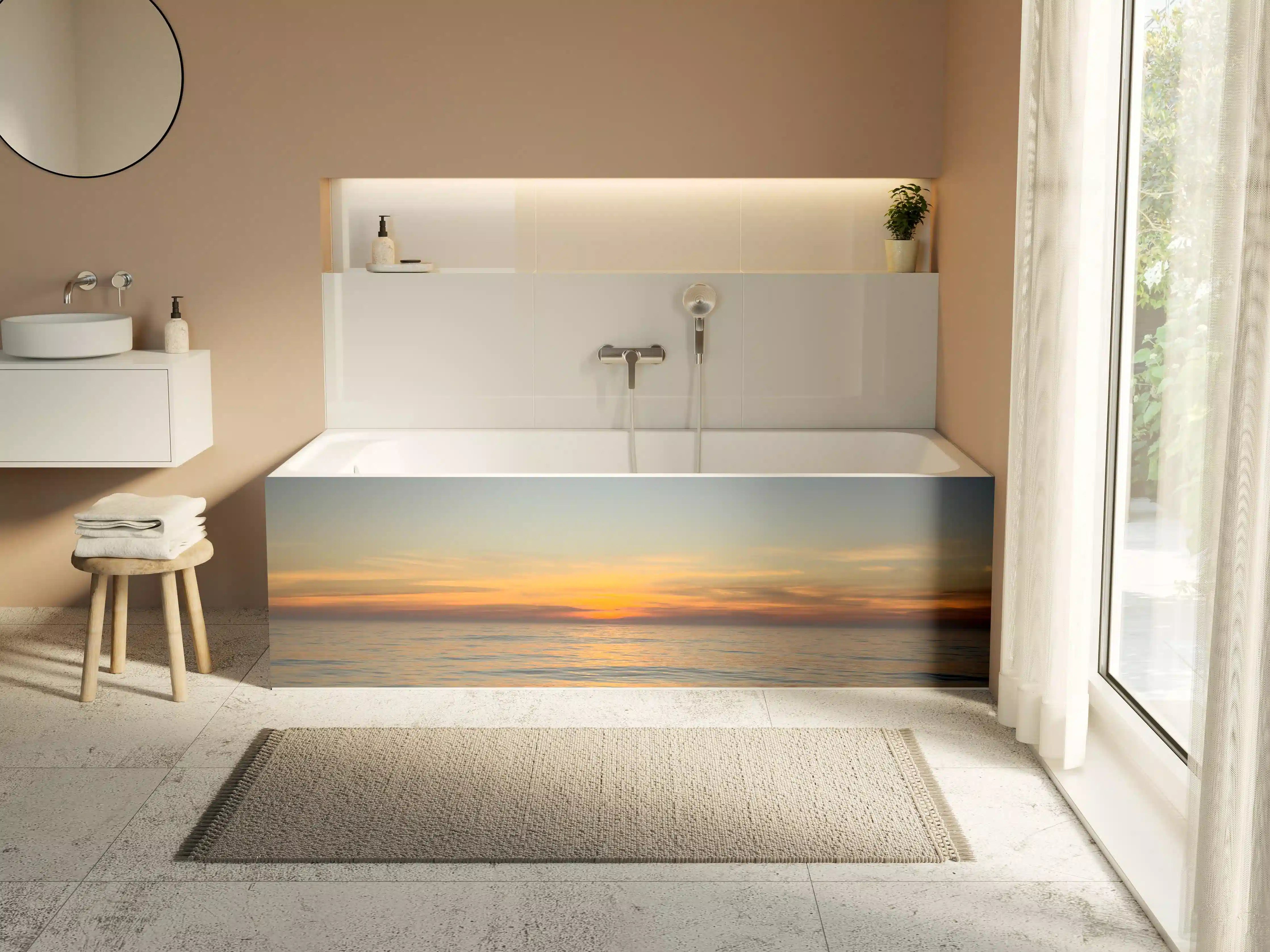 Badewannen-Rückwand - Sonnenuntergang über ruhigem Meer