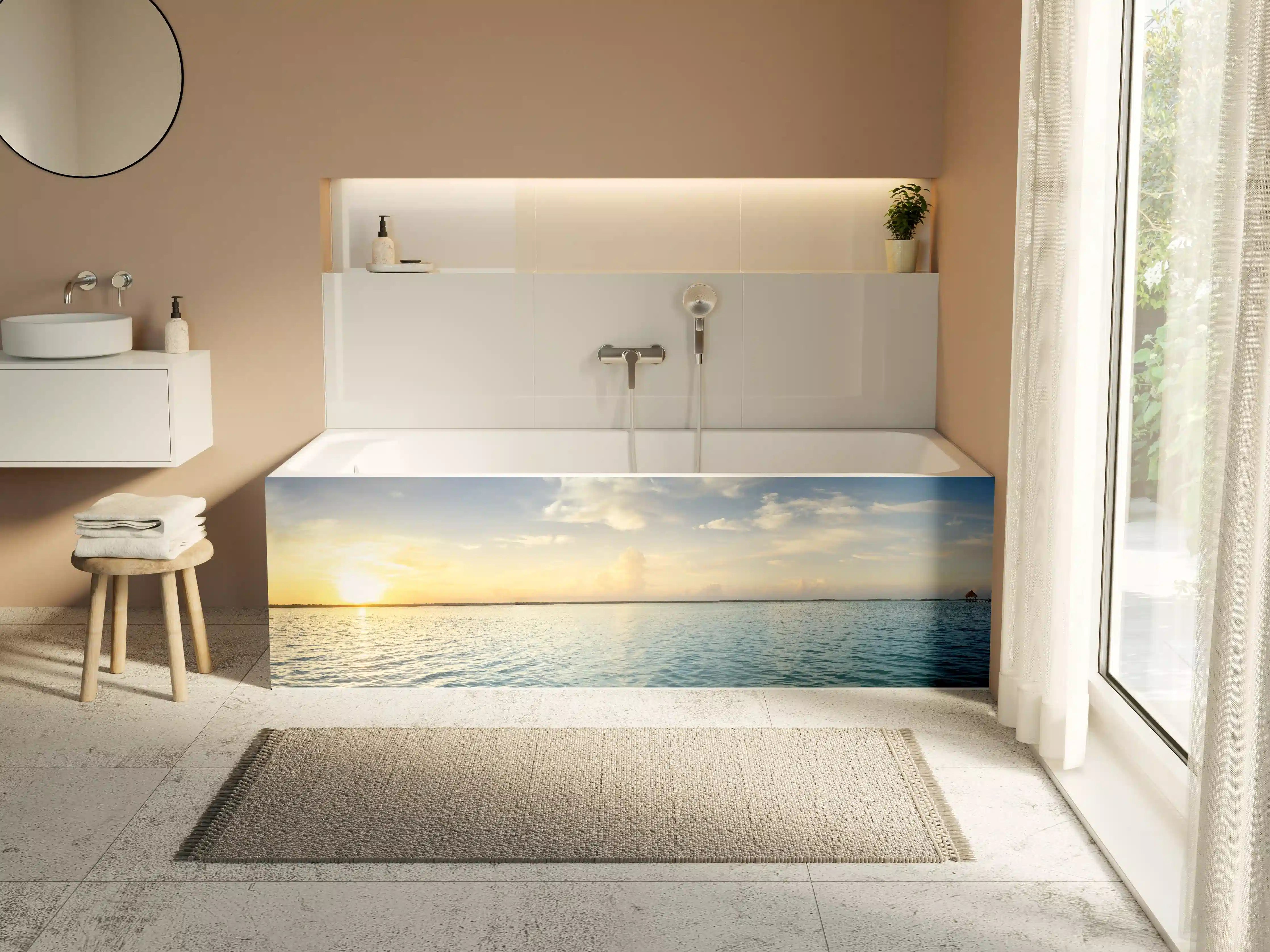 Badewannen-Rückwand - Sonnenuntergang über ruhigem Wasser