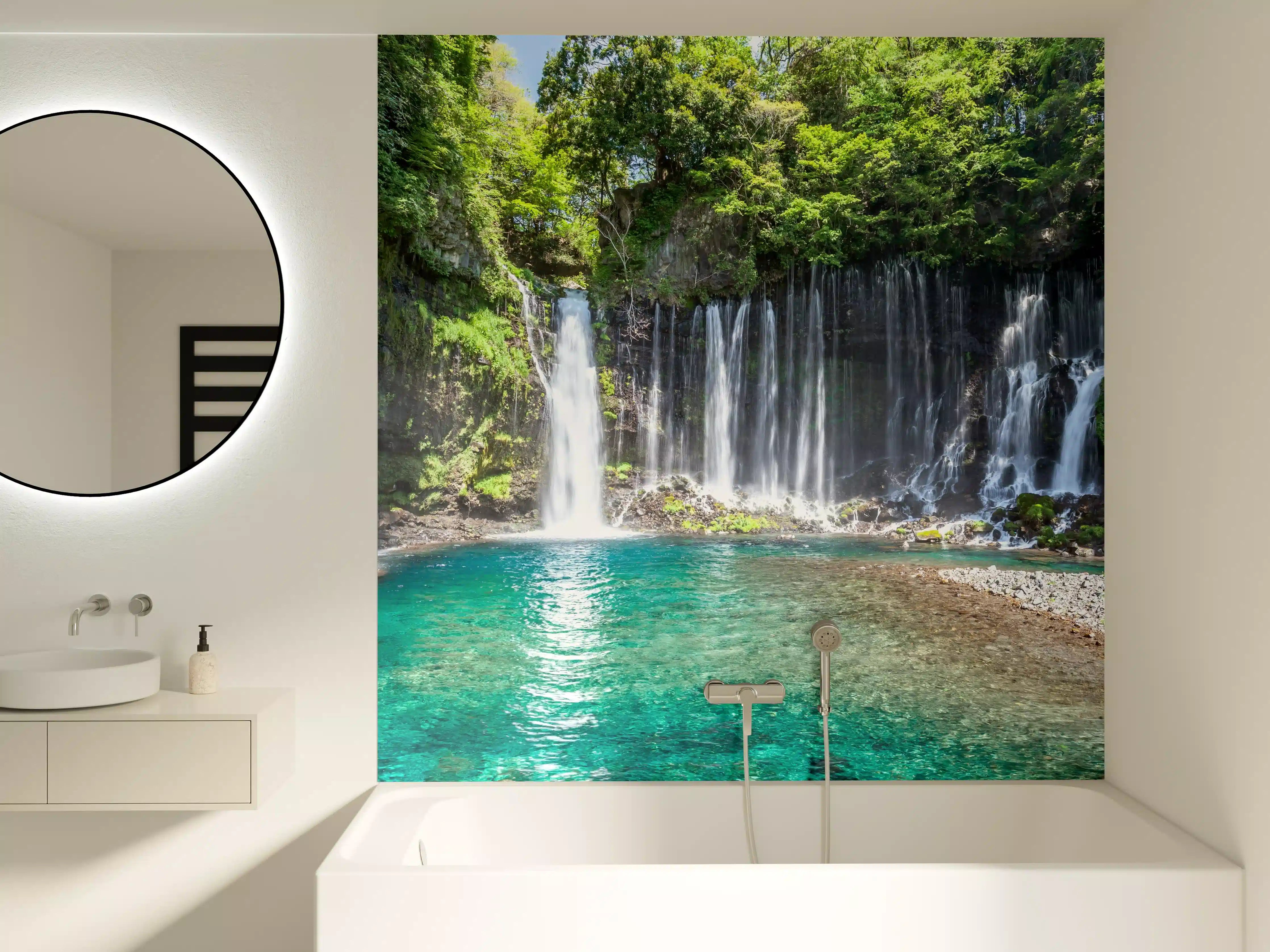 Badewannen-Rückwand - Sonniger Shiraito-Wasserfall