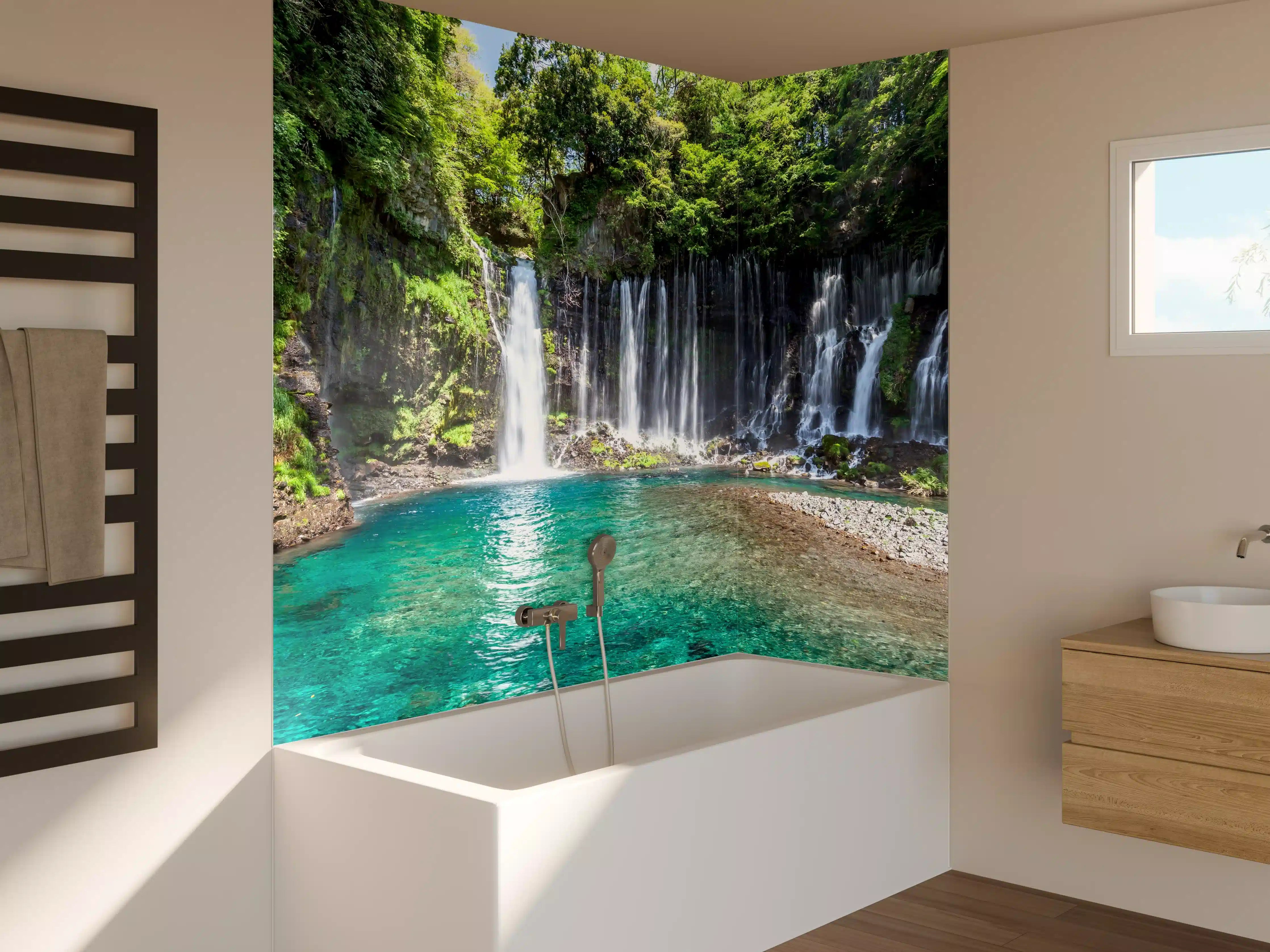 Badewannen-Rückwand - Sonniger Shiraito-Wasserfall