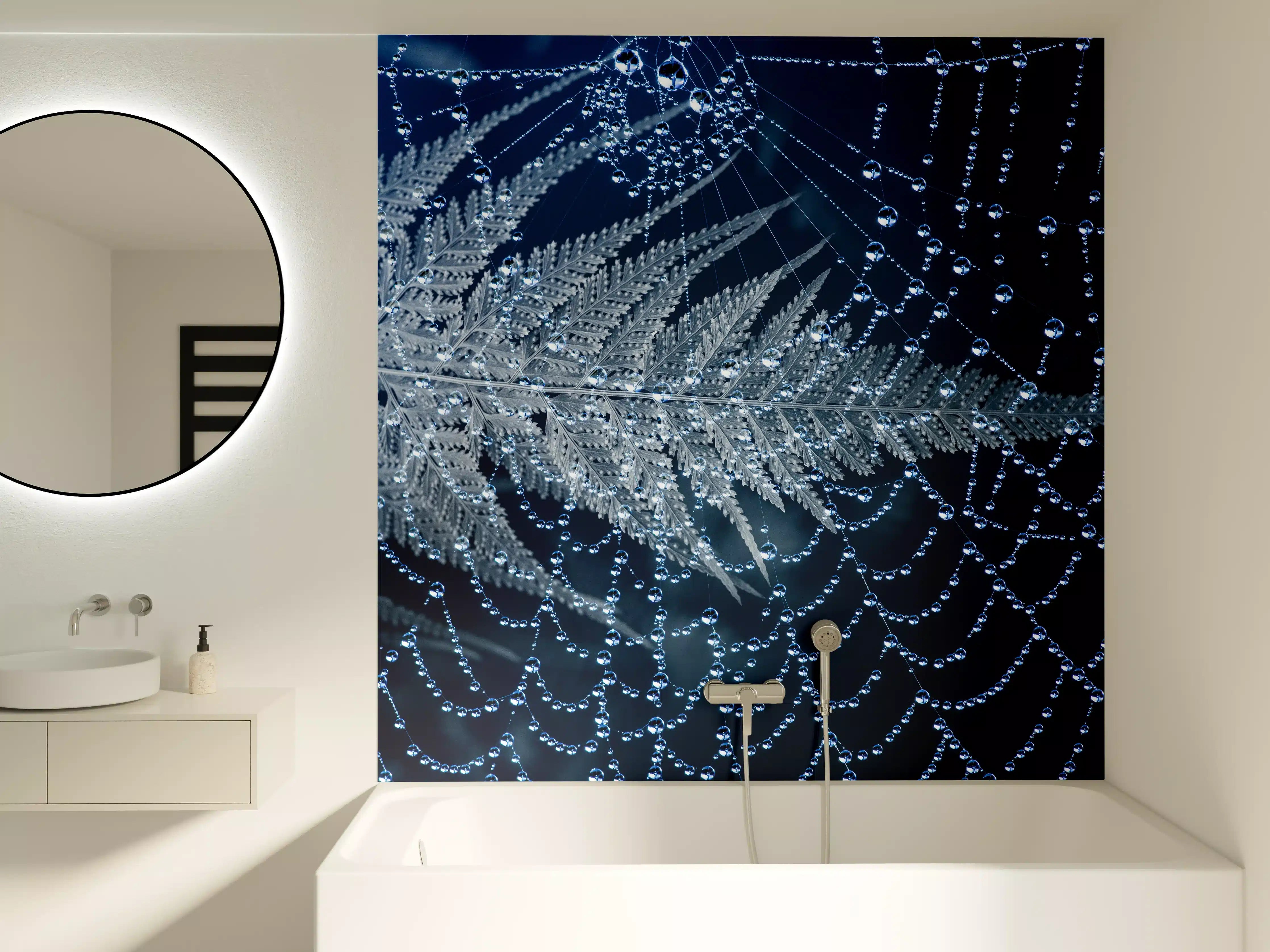 Badewannen-Rückwand - Spinnennetz Tau Morgengrauen