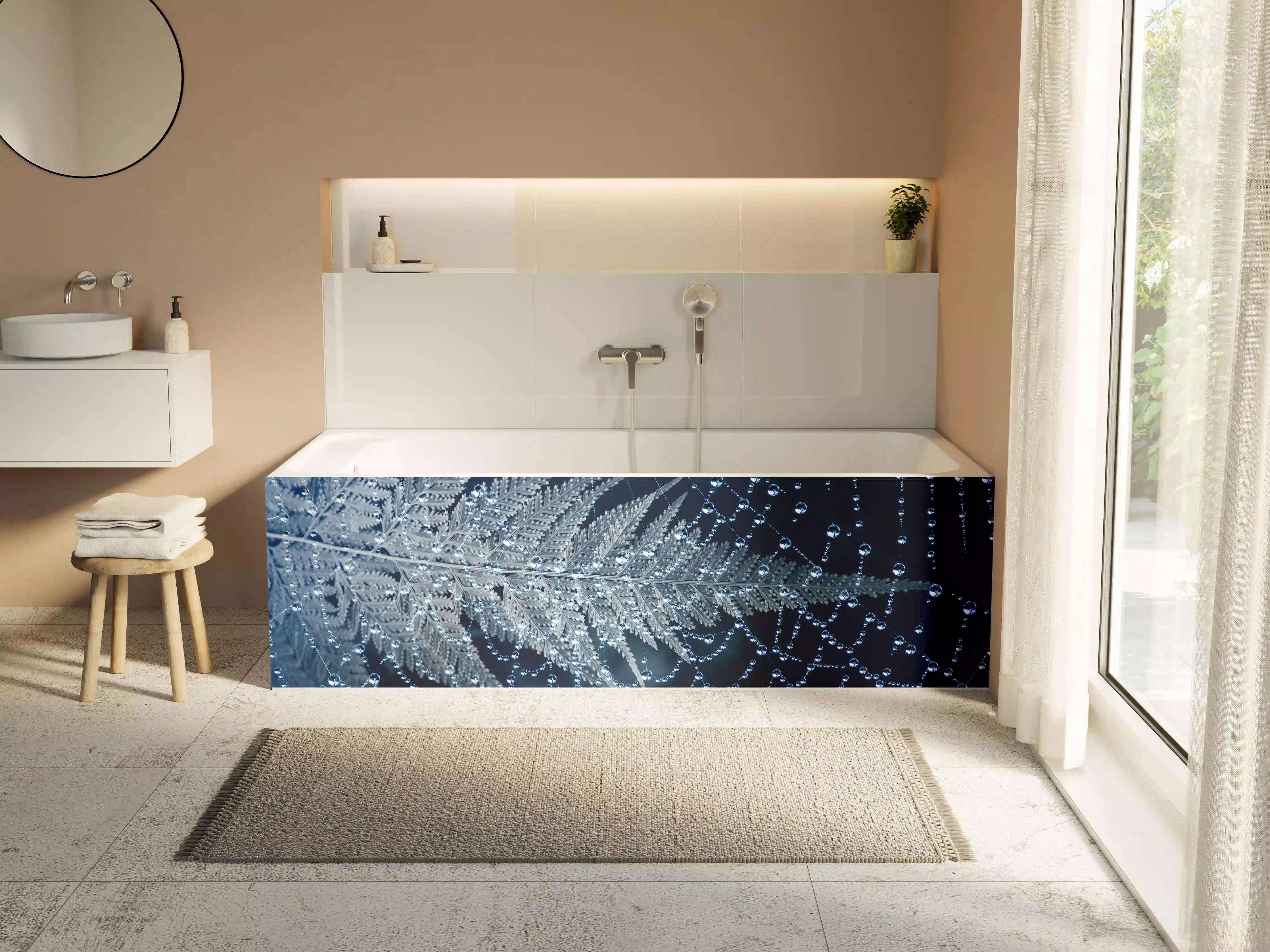 Badewannen-Rückwand - Spinnennetz Tau Morgengrauen