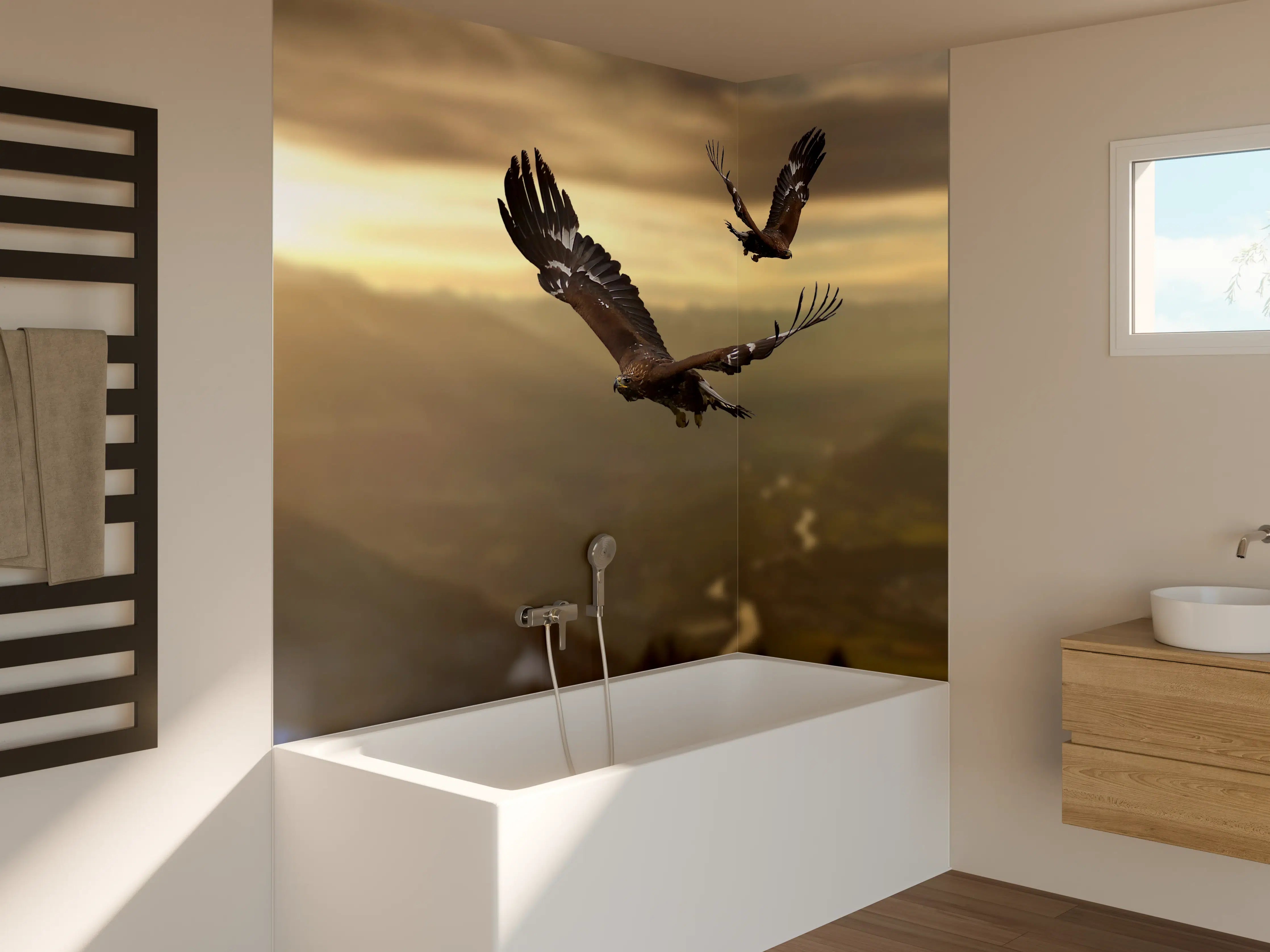 Badewannen-Rückwand - Steinadler an den Alpen