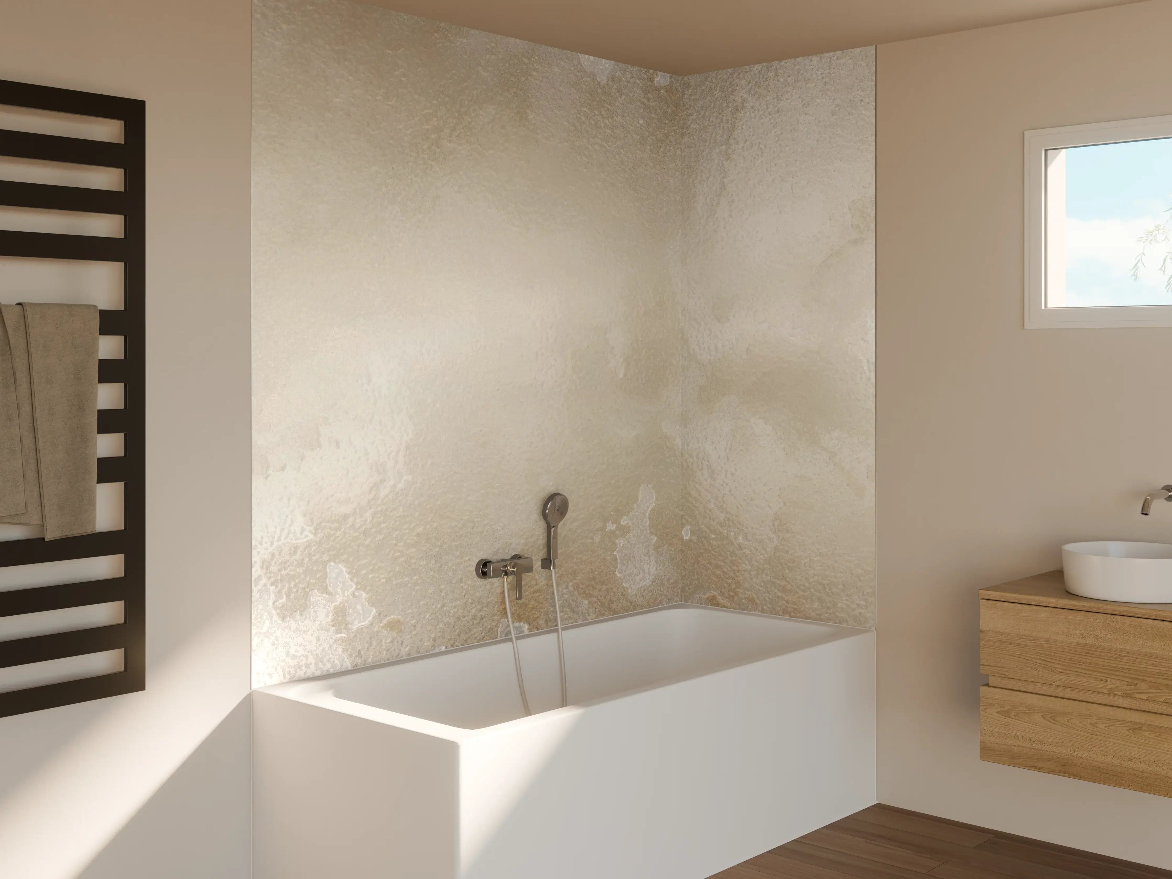 Badewannen-Rückwand - Steinartiges Aquarell