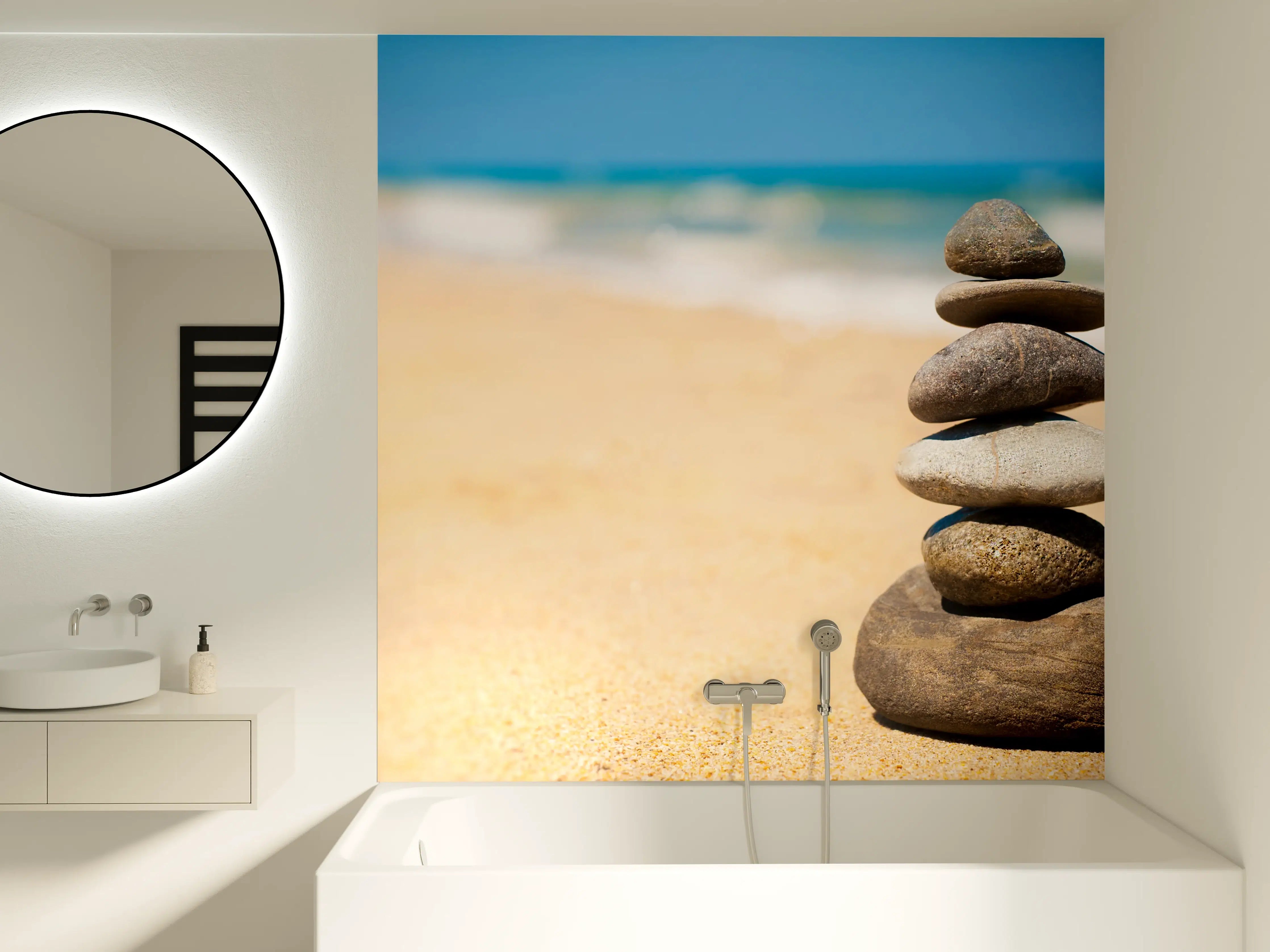 Badewannen-Rückwand - Steine Meditation Balance