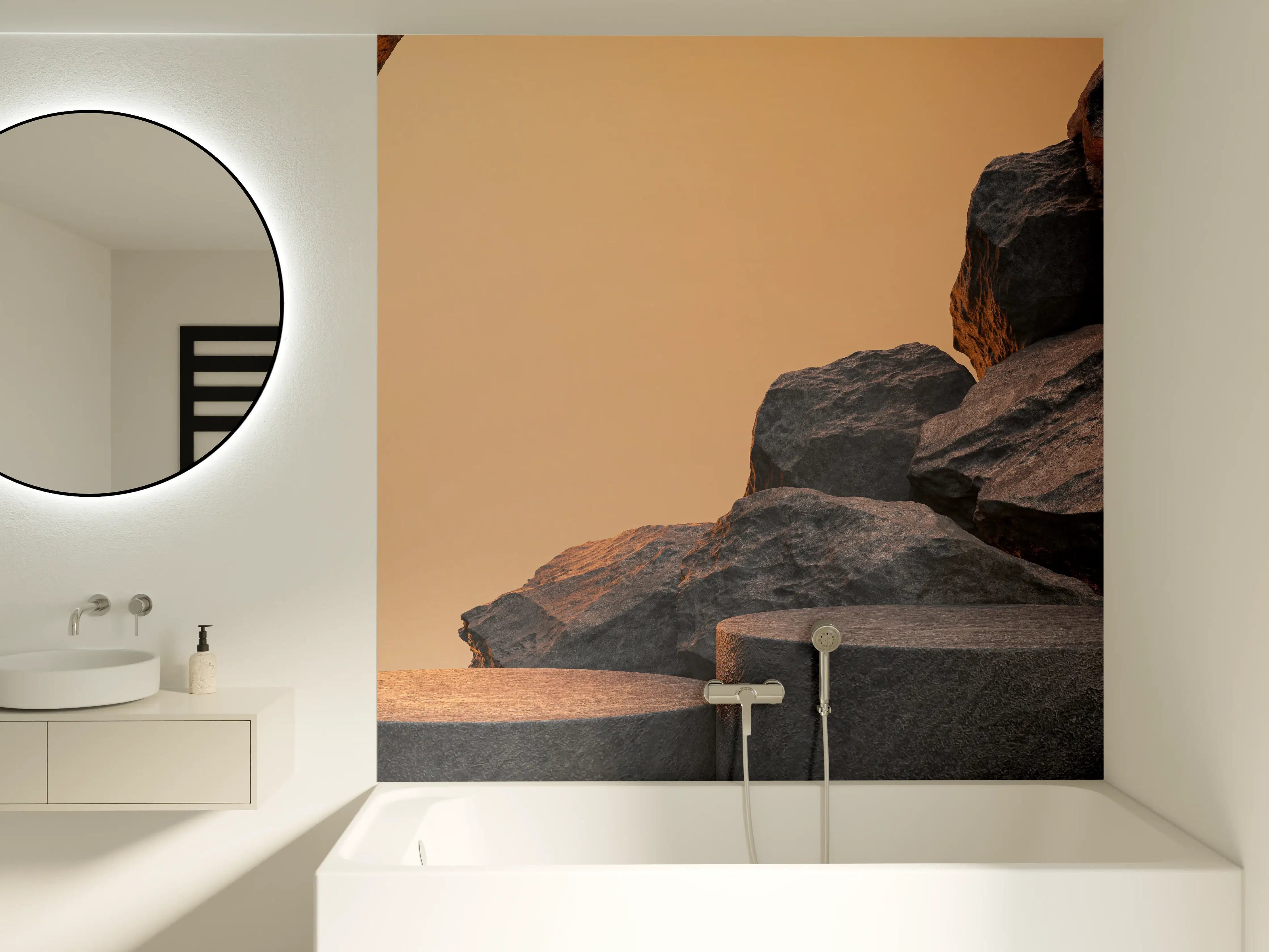 Badewannen-Rückwand - Steiniger Hintergrund - Grau