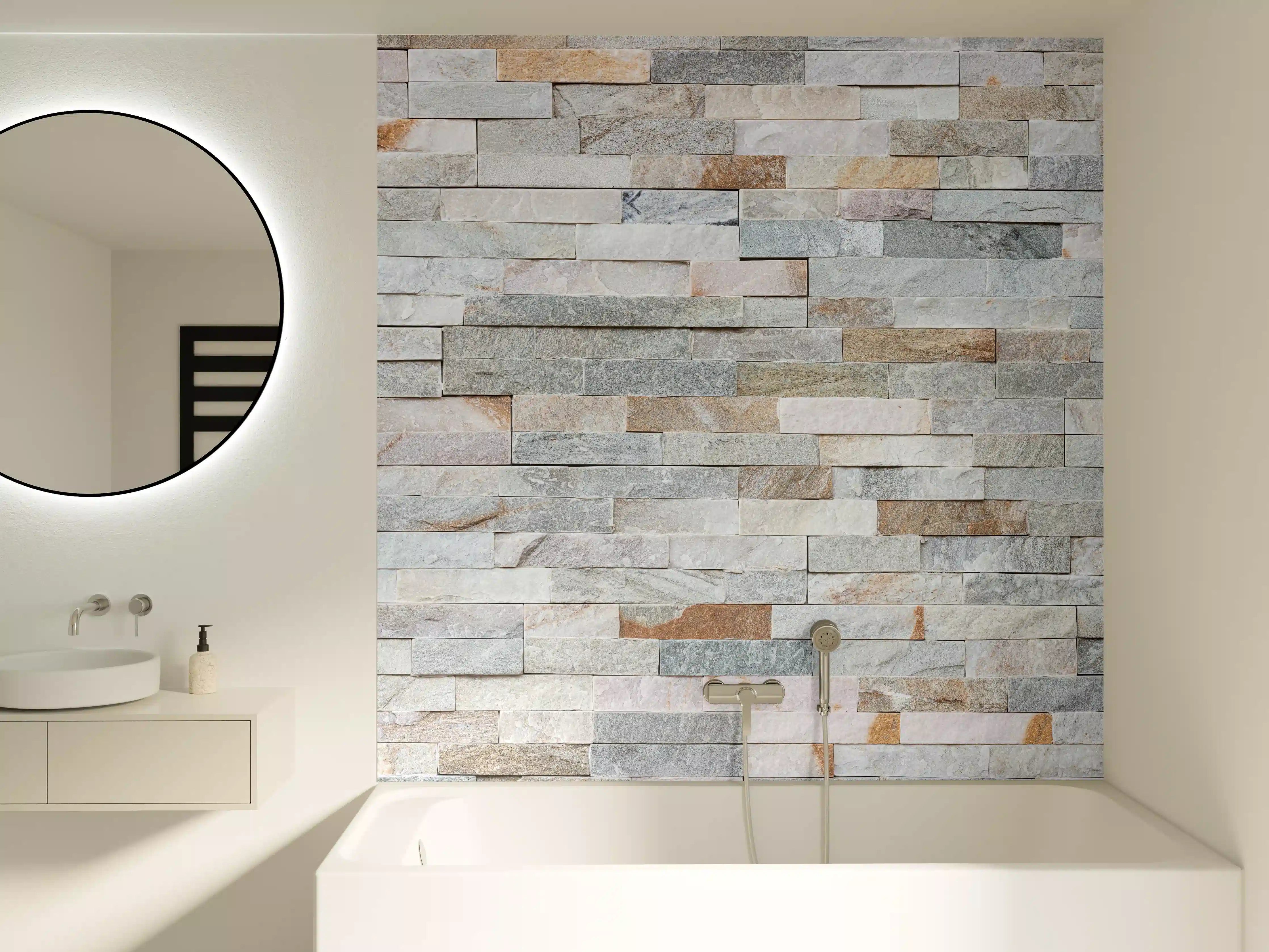 Badewannen-Rückwand - Steinwandmuster