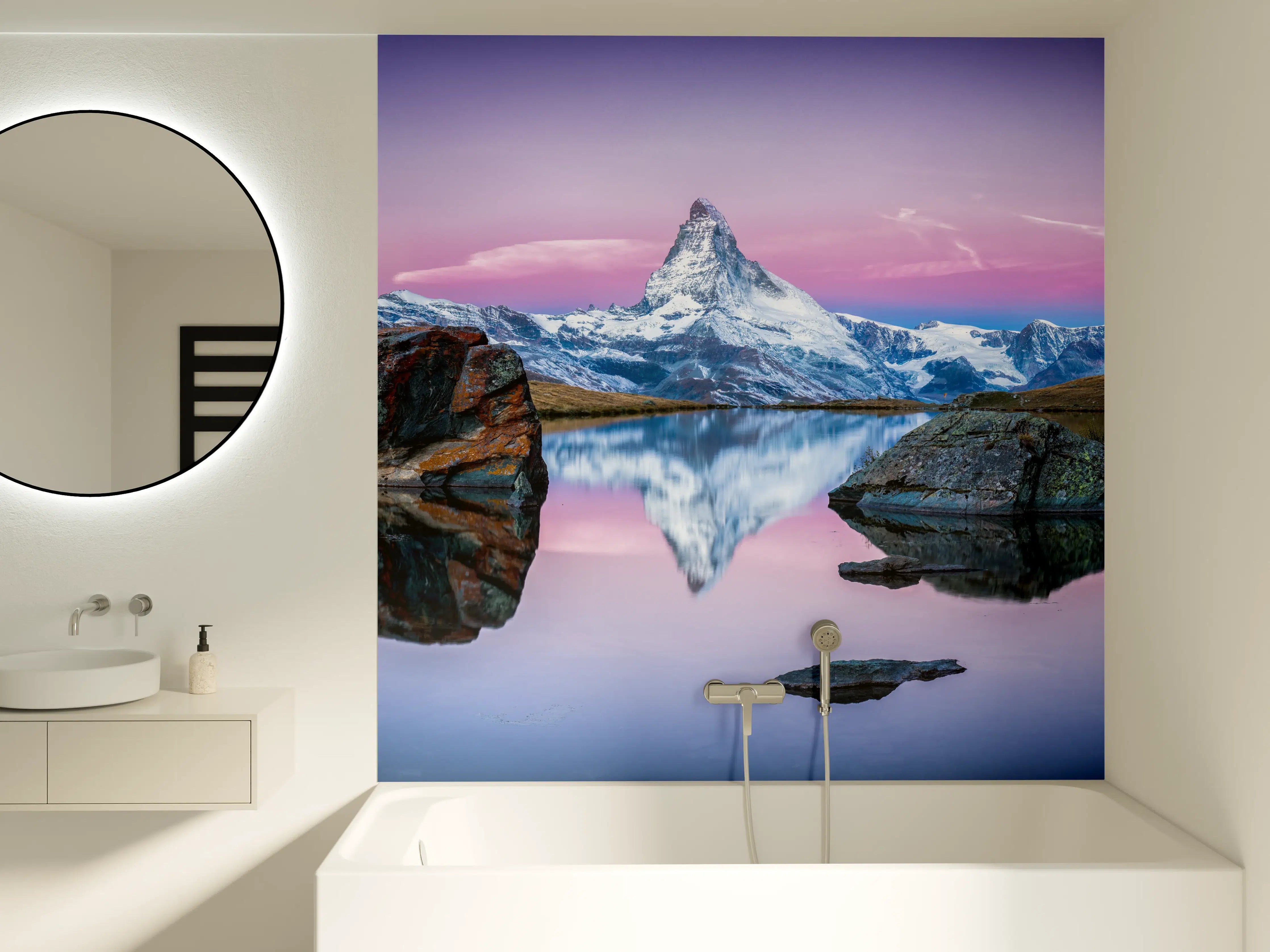 Badewannen-Rückwand - Stellisee in Schweiz - Matterhorn Panorama